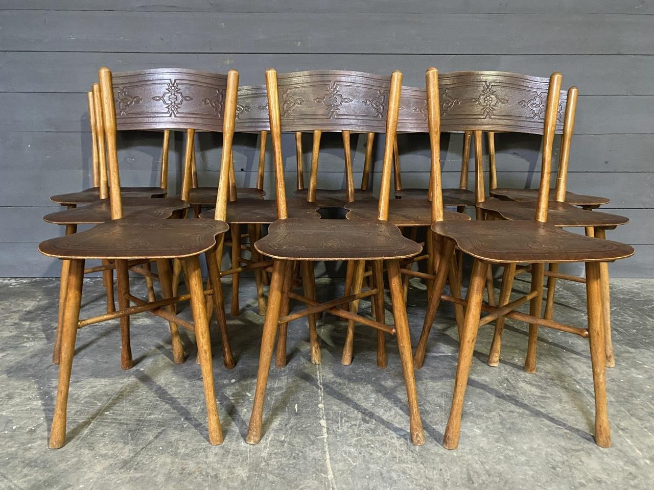 Extremely Rare set 12 J & J Kohn Bentwood Bistro Dining Chairs For Sale 4
