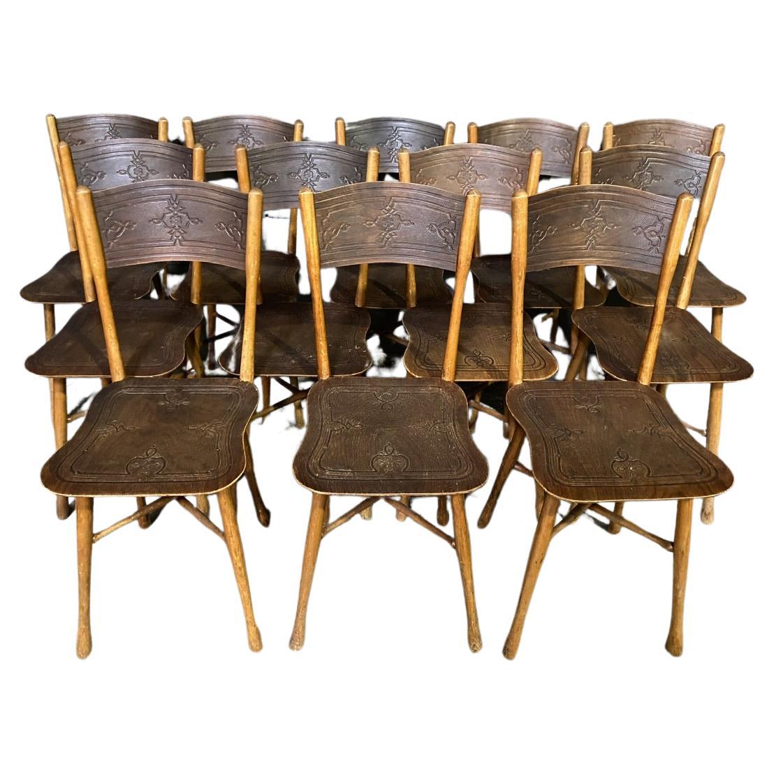 Extremely Rare set 12 J & J Kohn Bentwood Bistro Dining Chairs For Sale
