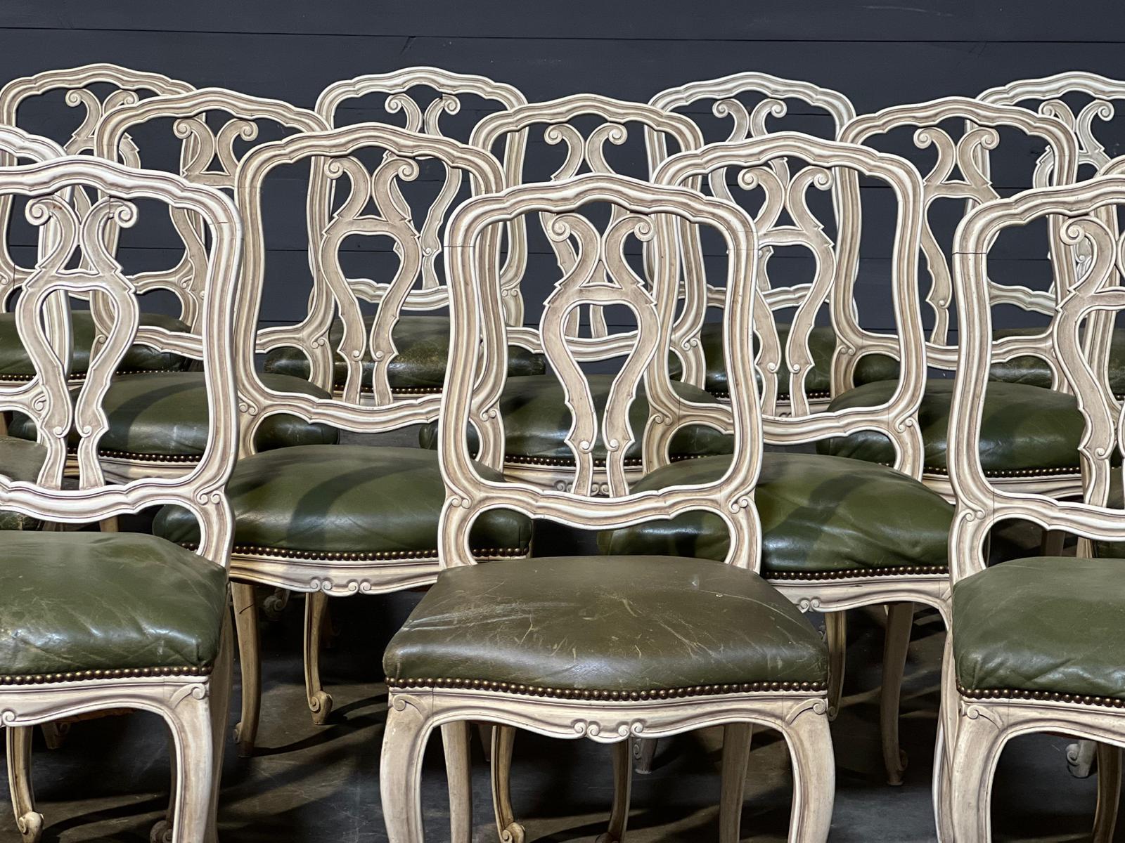 Extremely Rare Set 16 French Dining Chairs In Good Condition In Seaford, GB