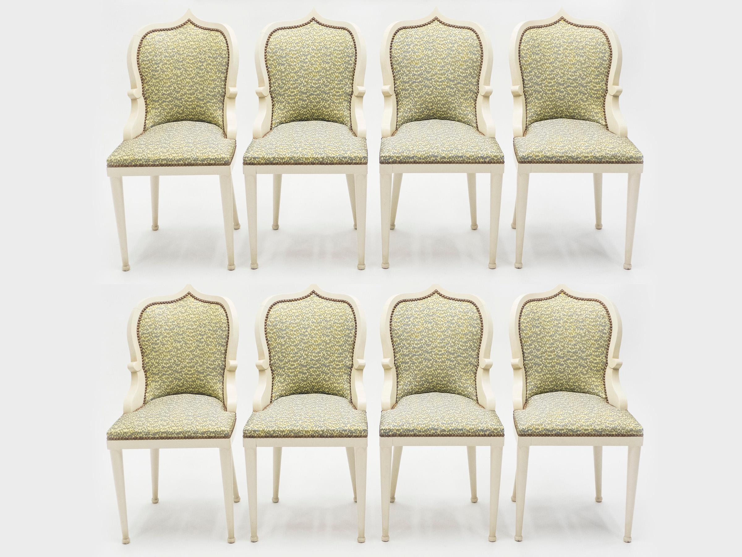 French Extremely Rare Set of 10 Garouste & Bonetti ‘Palace’ Dining Chairs, 1980