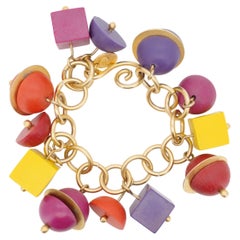 Vintage Extremely Rare Signed 1980s Martha Sturdy Geometric Charm Bracelet
