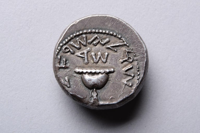Extremely Rare Silver Shekel from Year 4 of the Jewish War, 69 AD For