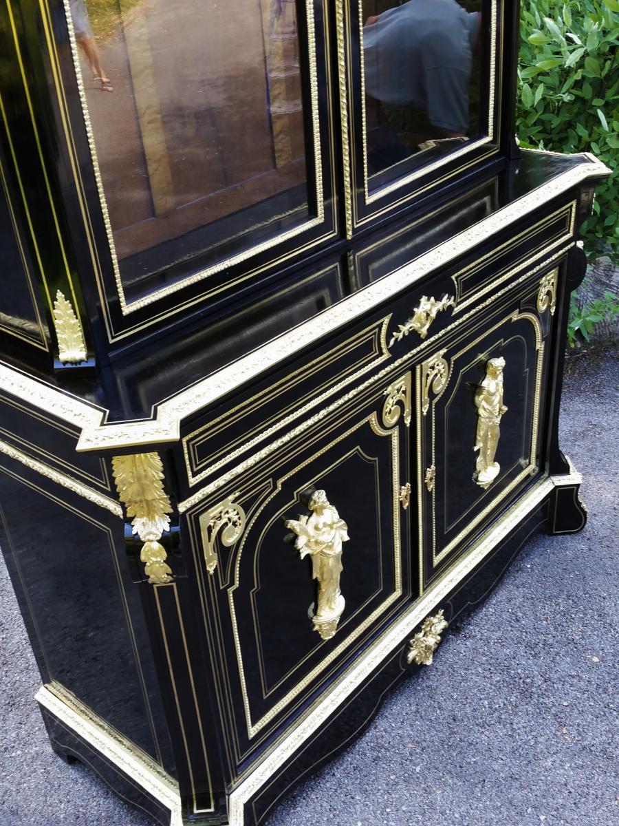 Mid-19th Century Extremely Rare, Tall Impressive Boule Befort Jeune Bookcase Cabinet