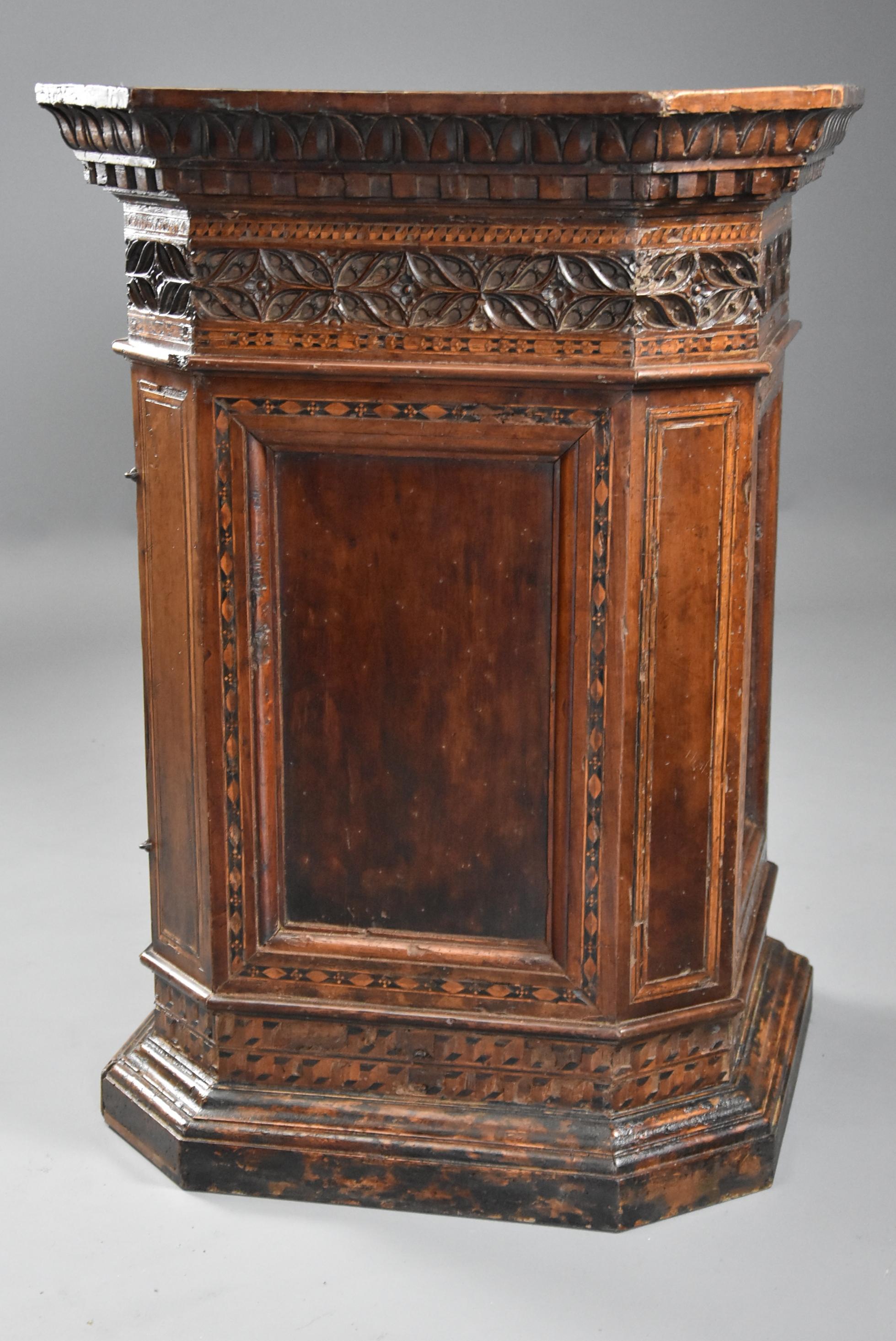 Extremely Rare Tuscan 15th Century Early Renaissance Walnut Sacristy Cupboard For Sale 9