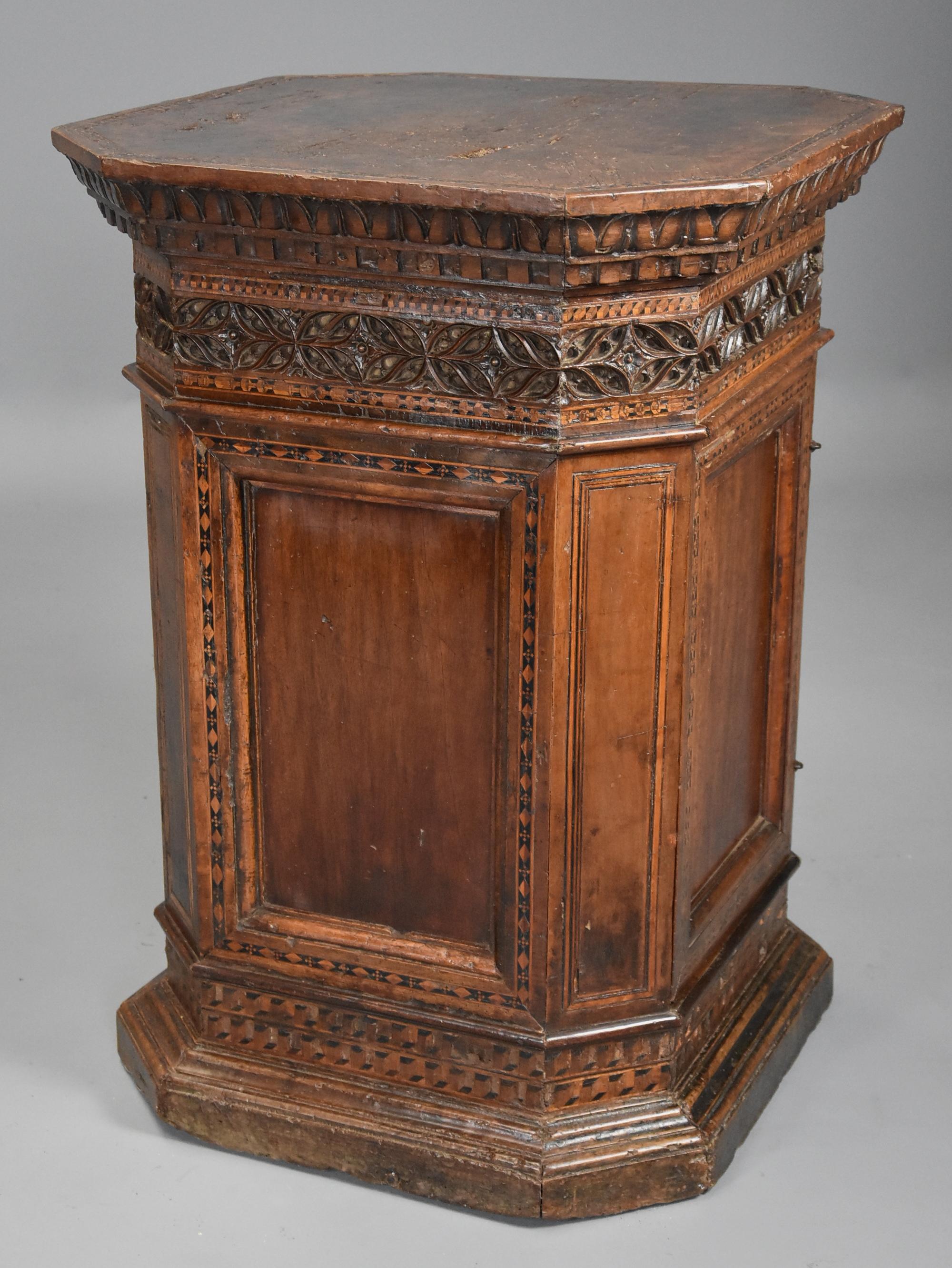 Extremely Rare Tuscan 15th Century Early Renaissance Walnut Sacristy Cupboard For Sale 12