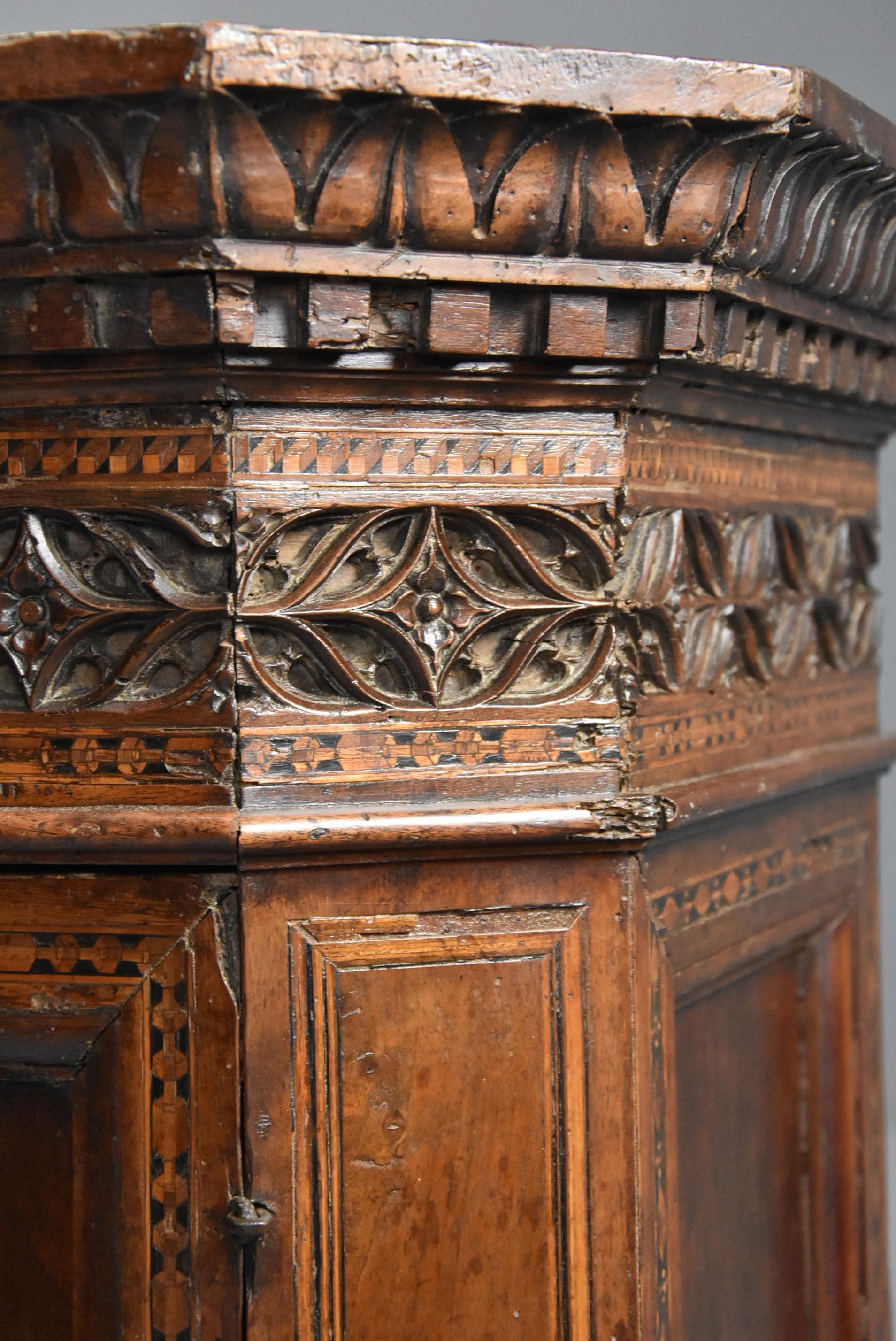 Extremely Rare Tuscan 15th Century Early Renaissance Walnut Sacristy Cupboard For Sale 2