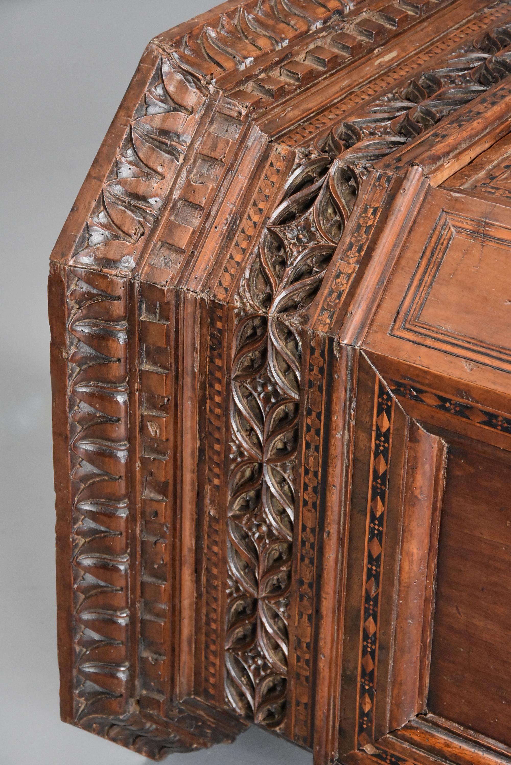 Extremely Rare Tuscan 15th Century Early Renaissance Walnut Sacristy Cupboard For Sale 3