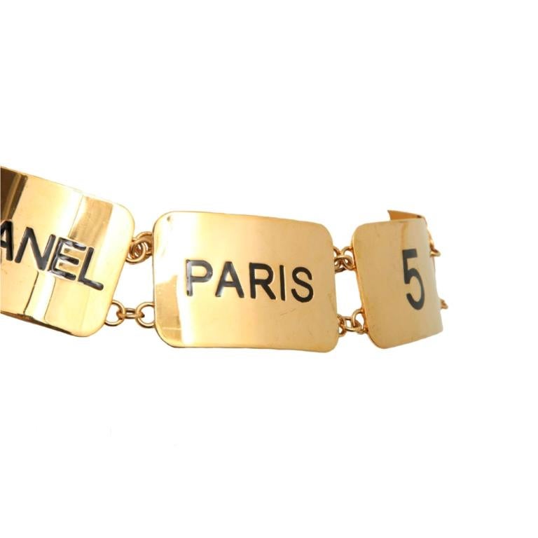 Beige Ceinture vintage Chanel Coco Plate extrêmement rare en vente
