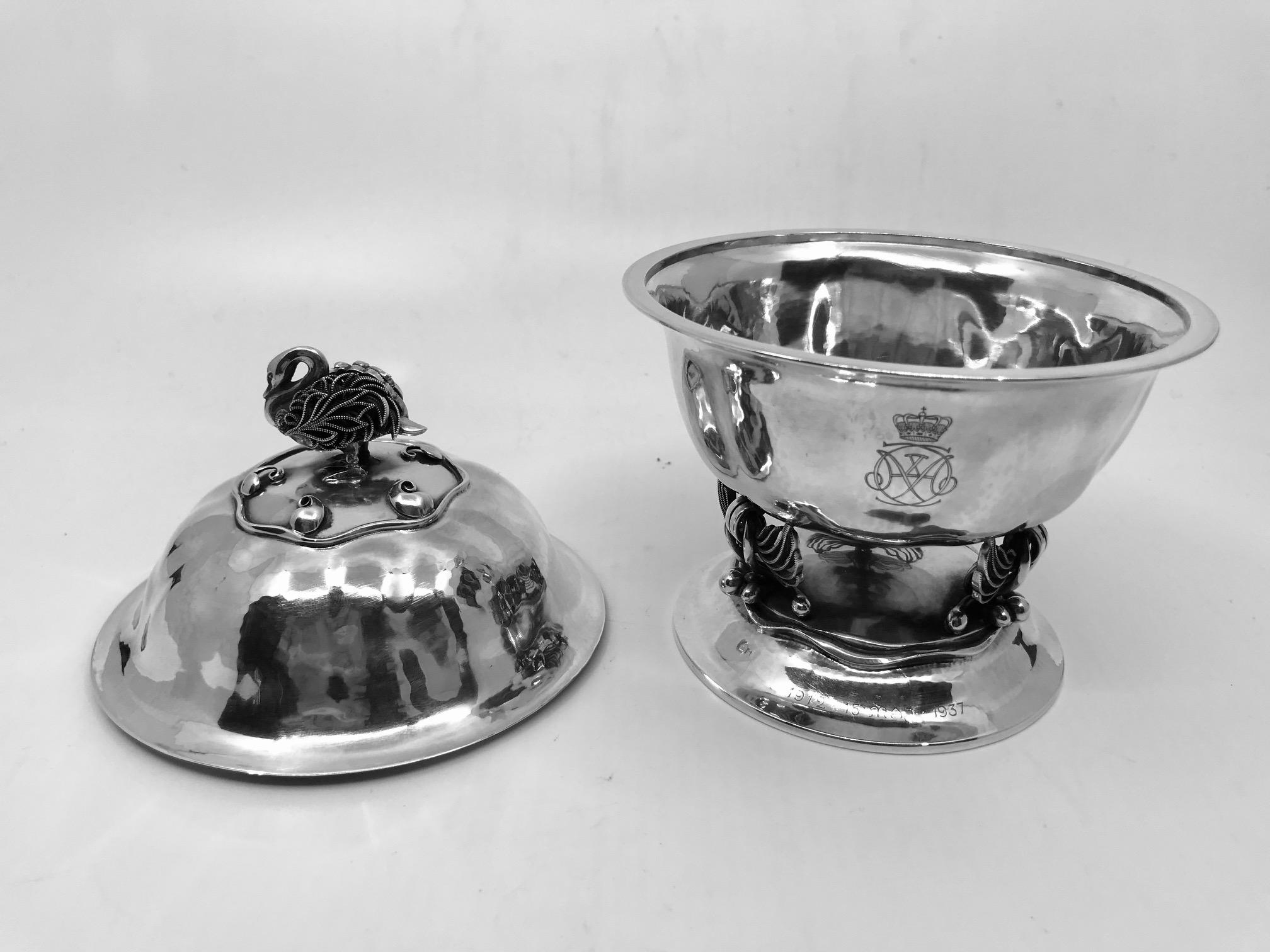 Mid-20th Century Extremely Rare Vintage Georg Jensen Bonbonniére #249 By Johan Rohde For Sale
