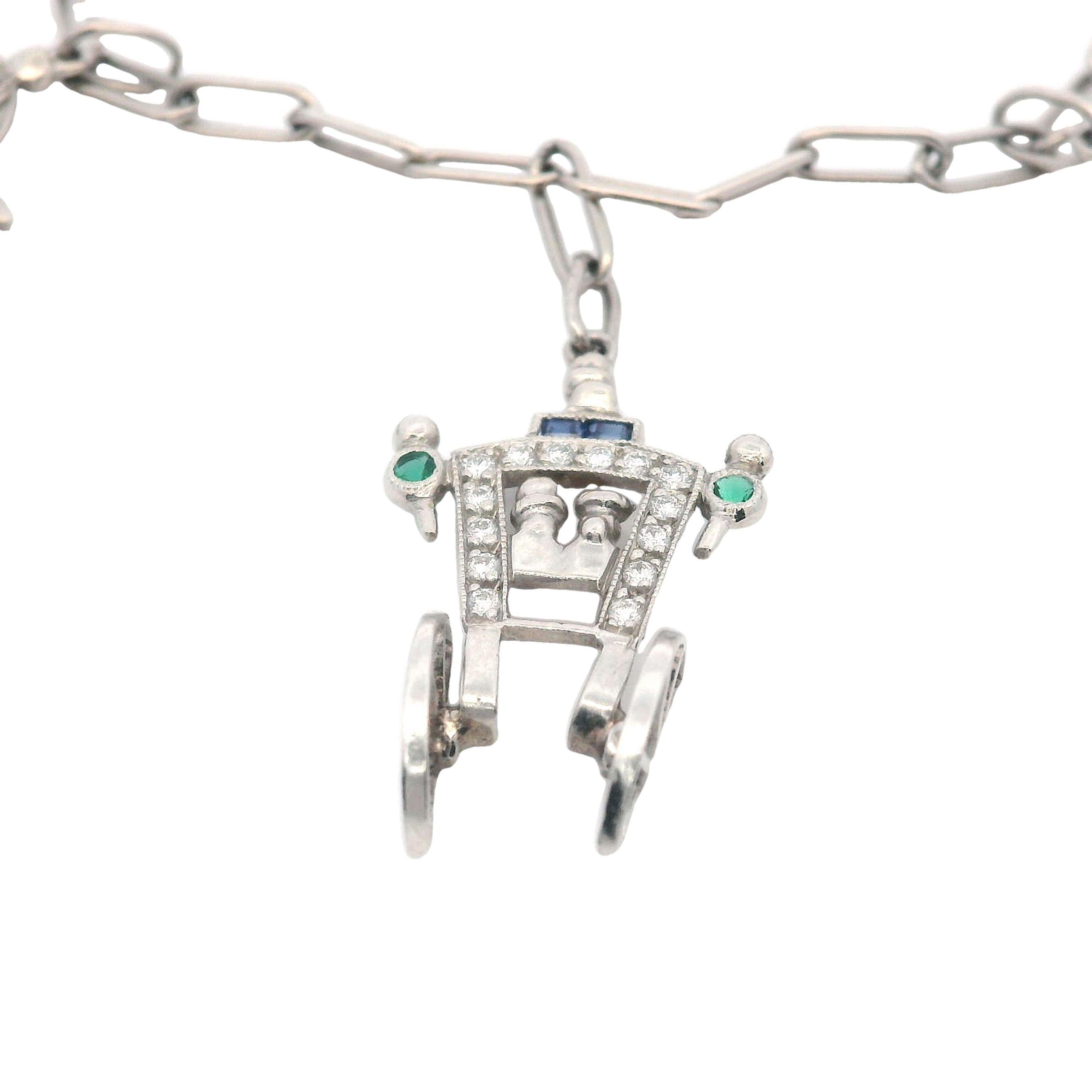 Art Deco Extremely Rare Vintage German Tiffany & Co. Charm Bracelet Made in Platinum