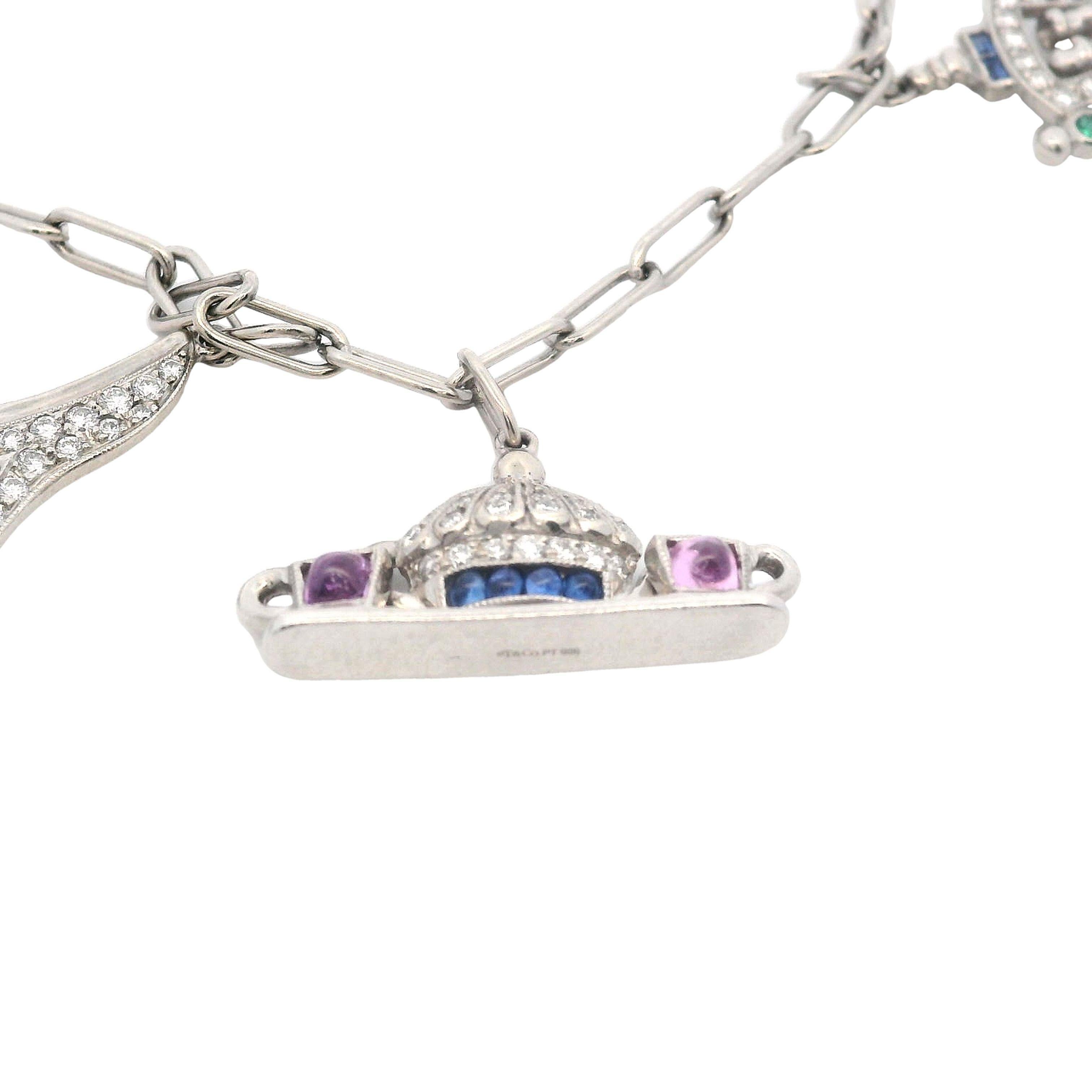 Extremely Rare Vintage German Tiffany & Co. Charm Bracelet Made in Platinum In Good Condition In Fairfield, CT