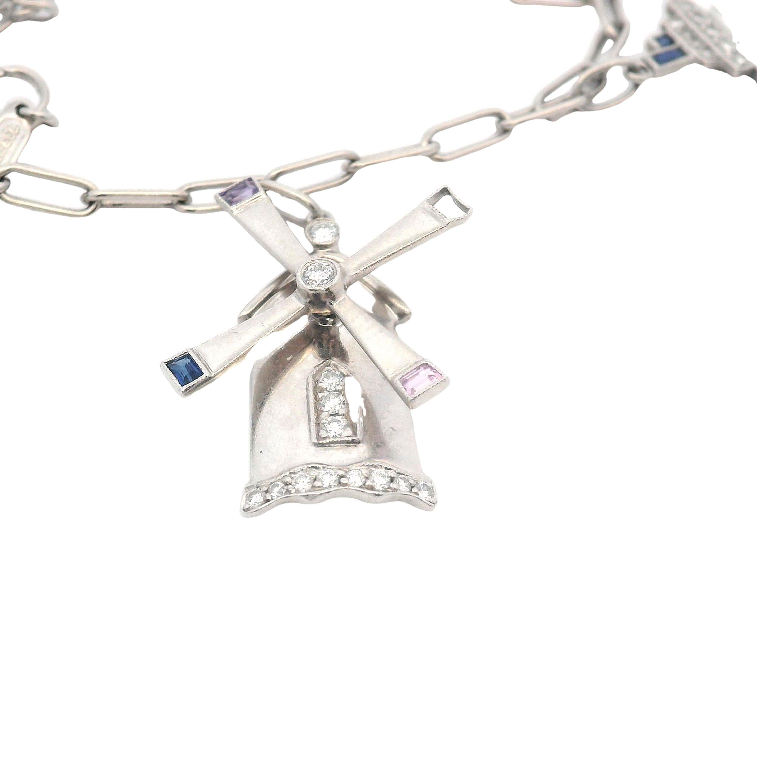 Extremely Rare Vintage German Tiffany & Co. Charm Bracelet Made in Platinum 1