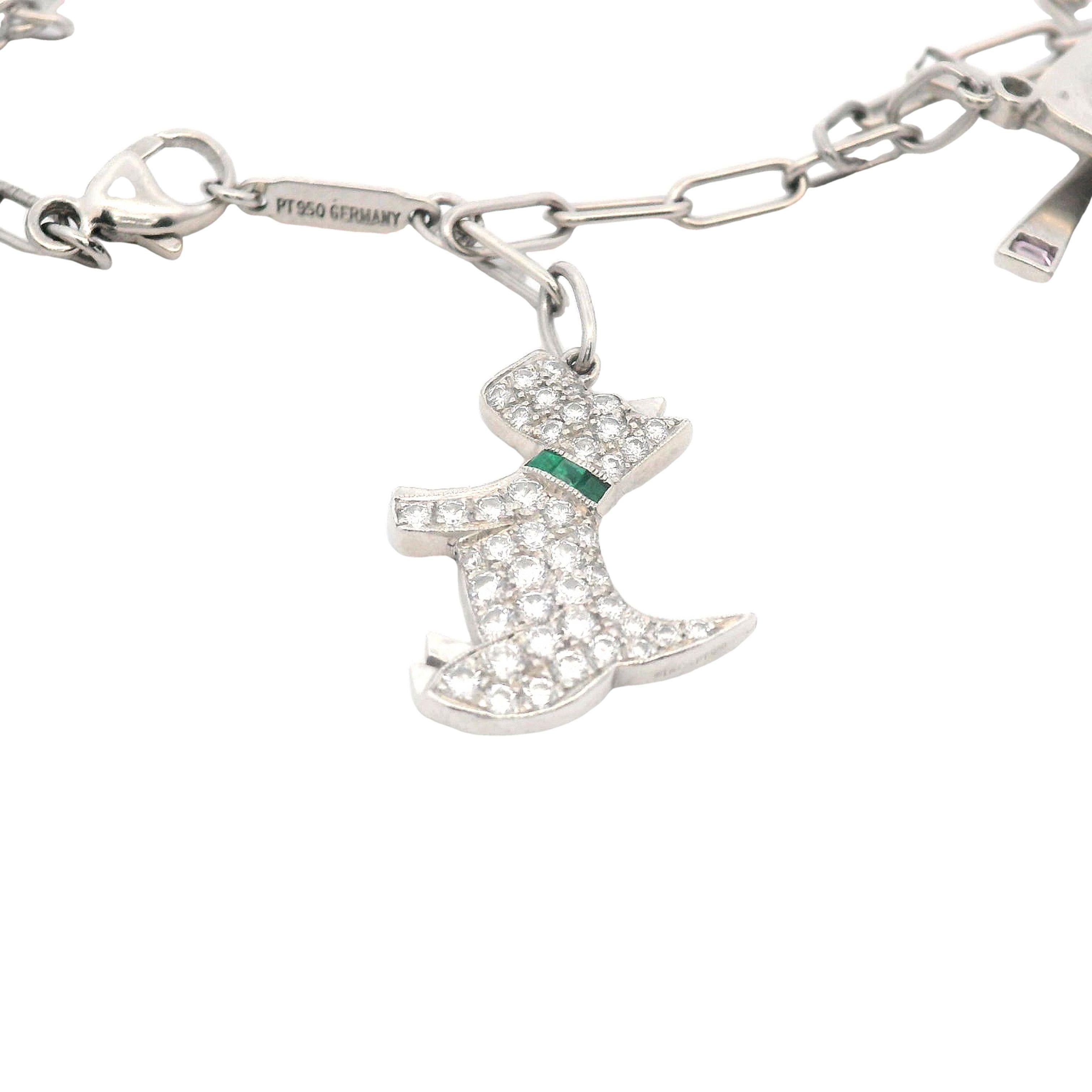 Extremely Rare Vintage German Tiffany & Co. Charm Bracelet Made in Platinum 3
