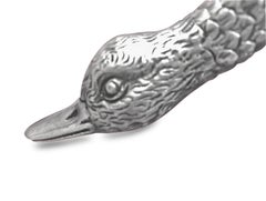 Extremely Rare Vintage Silver Hand Carved Pair of Ducks Figurines