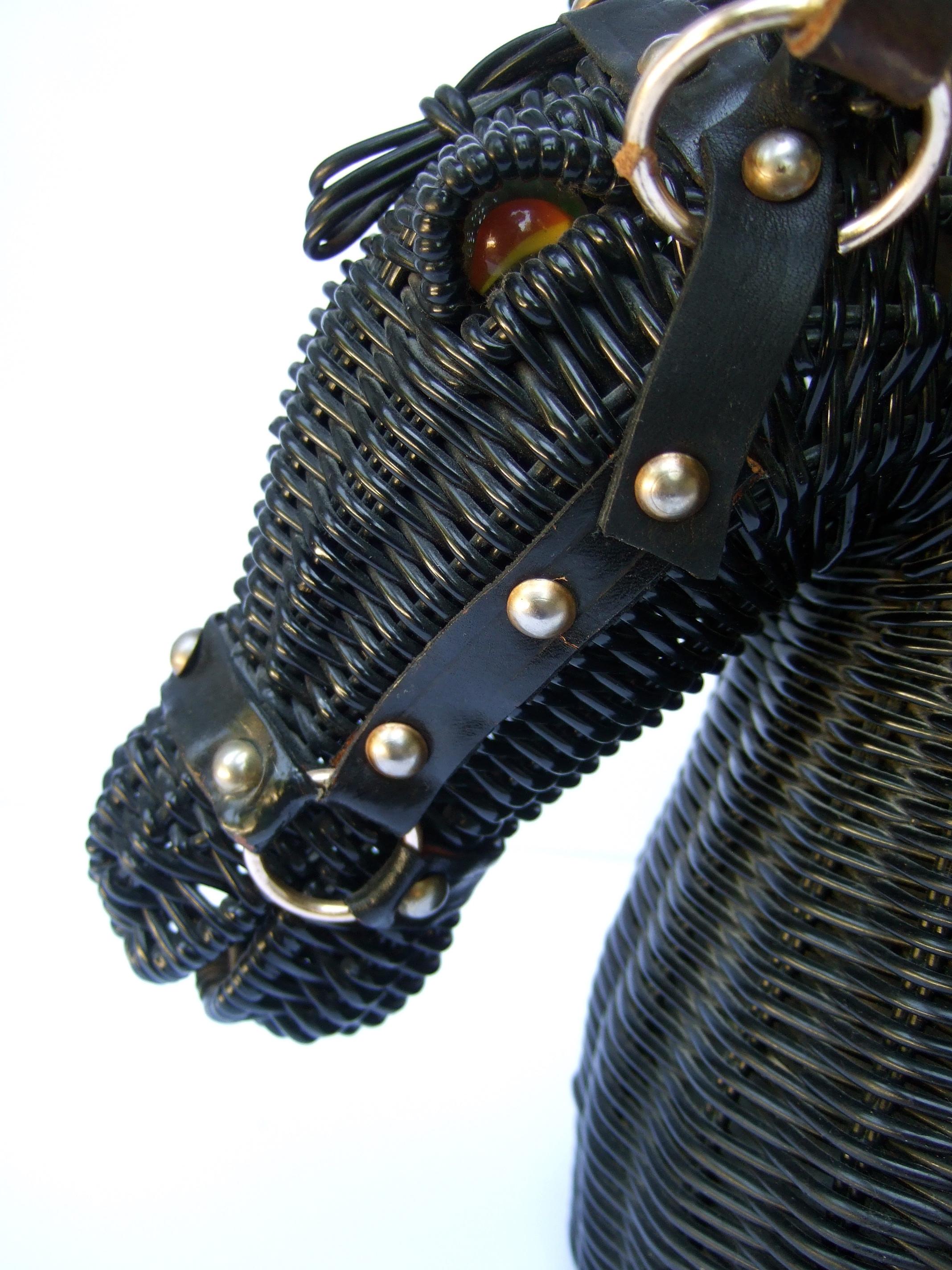 Extremely Rare Vinyl Wicker Horse Head Handbag Designed by Marcus Brothers 1970s 5
