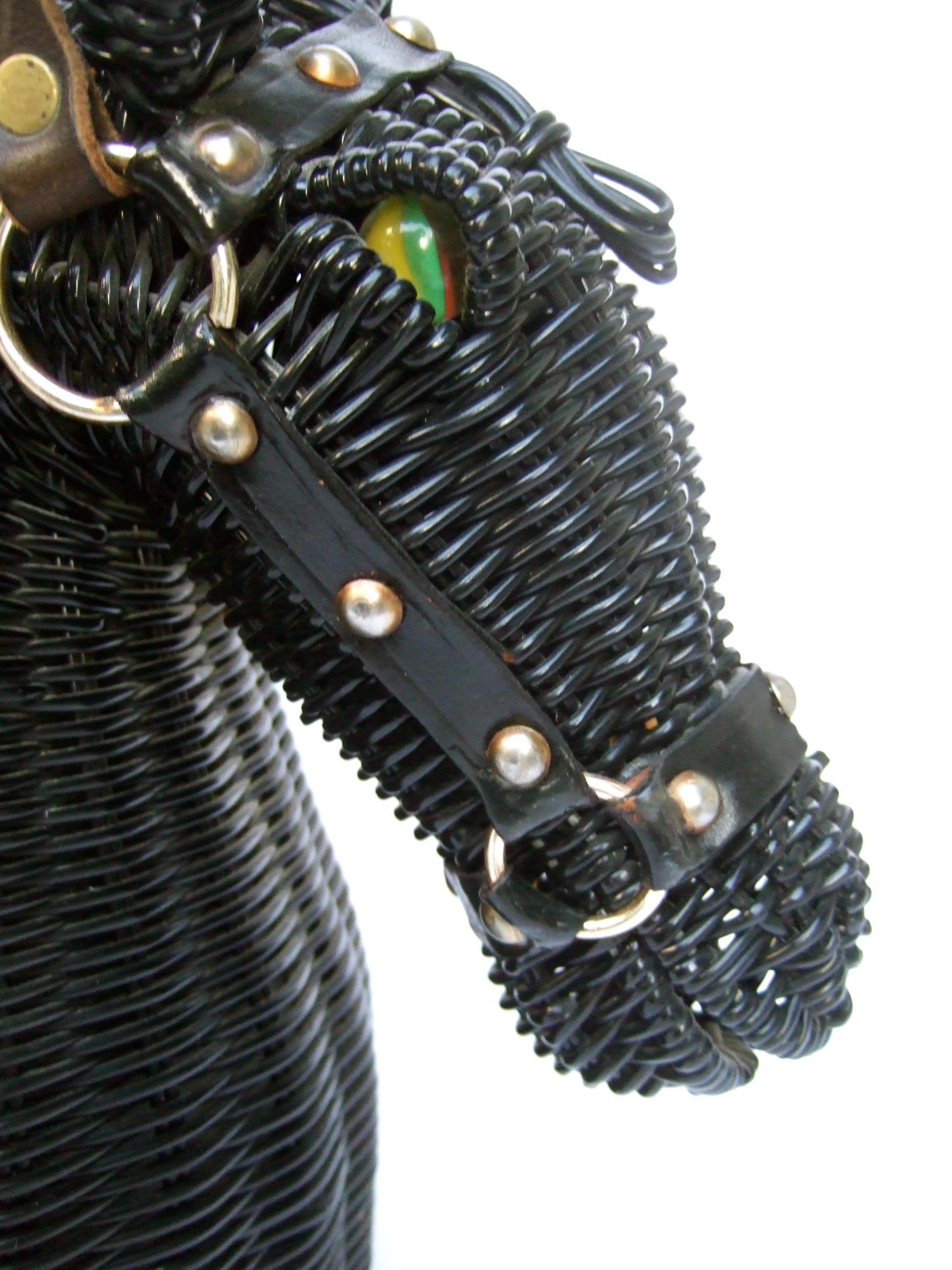 Extremely Rare Vinyl Wicker Horse Head Handbag Designed by Marcus Brothers 1970s 10