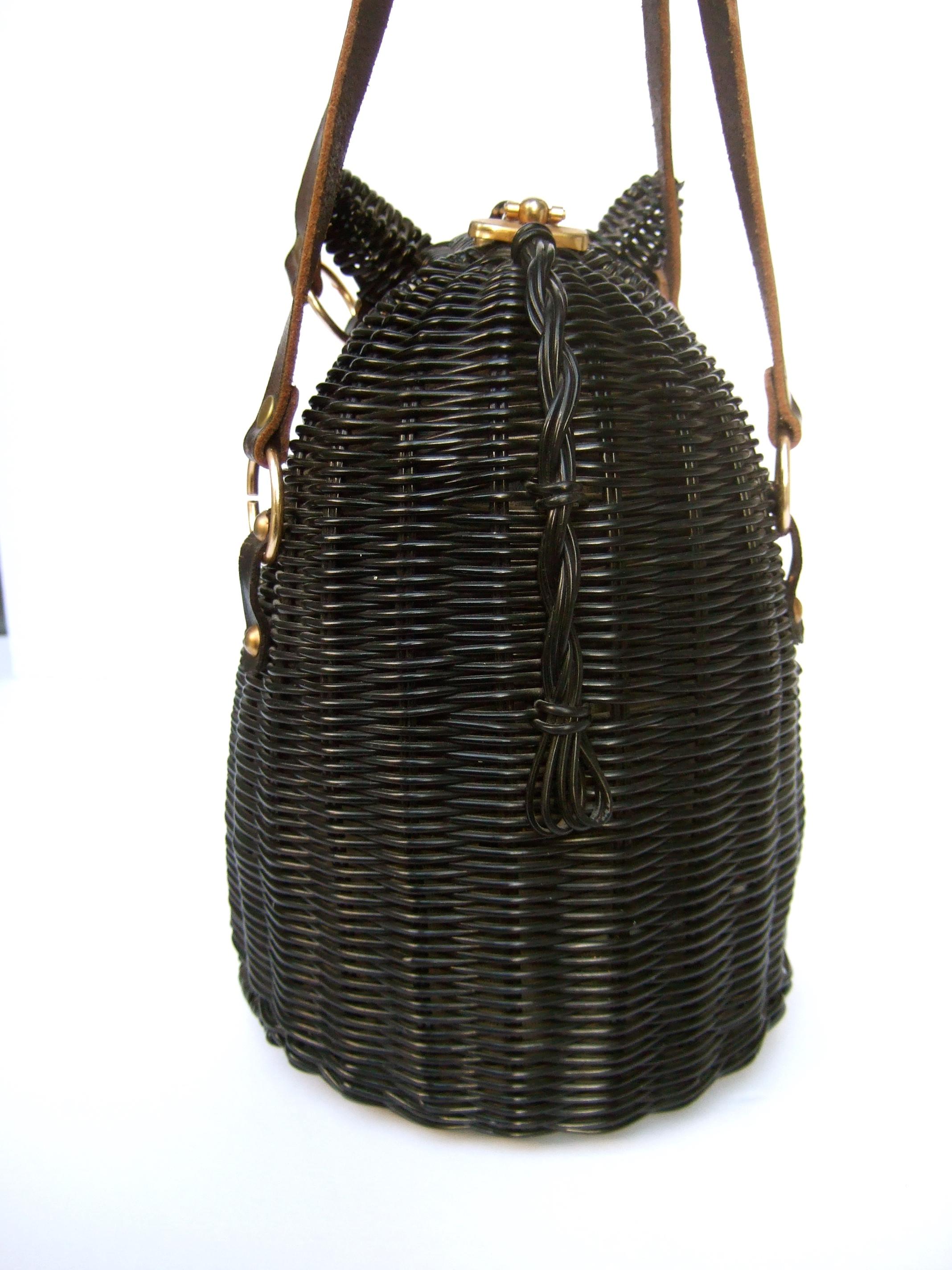 Extremely Rare Vinyl Wicker Horse Head Handbag Designed by Marcus Brothers 1970s 12