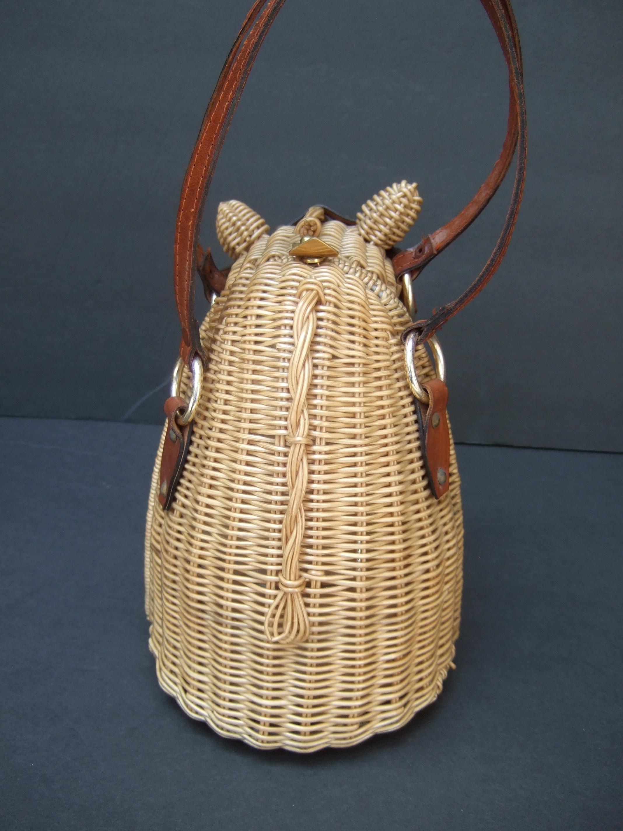 Extremely Rare Wicker Rattan Equine Handbag Designed by Marcus Brothers c 1970 9