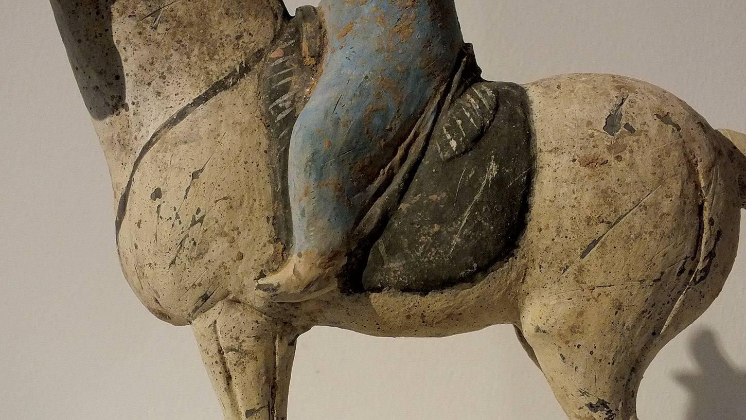 Extremely Rear Painted Pottery Equestrian Musician Palying Pai Xiao 3