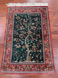 Extremely Rug Persian Silk Qum Tree of Life Rug