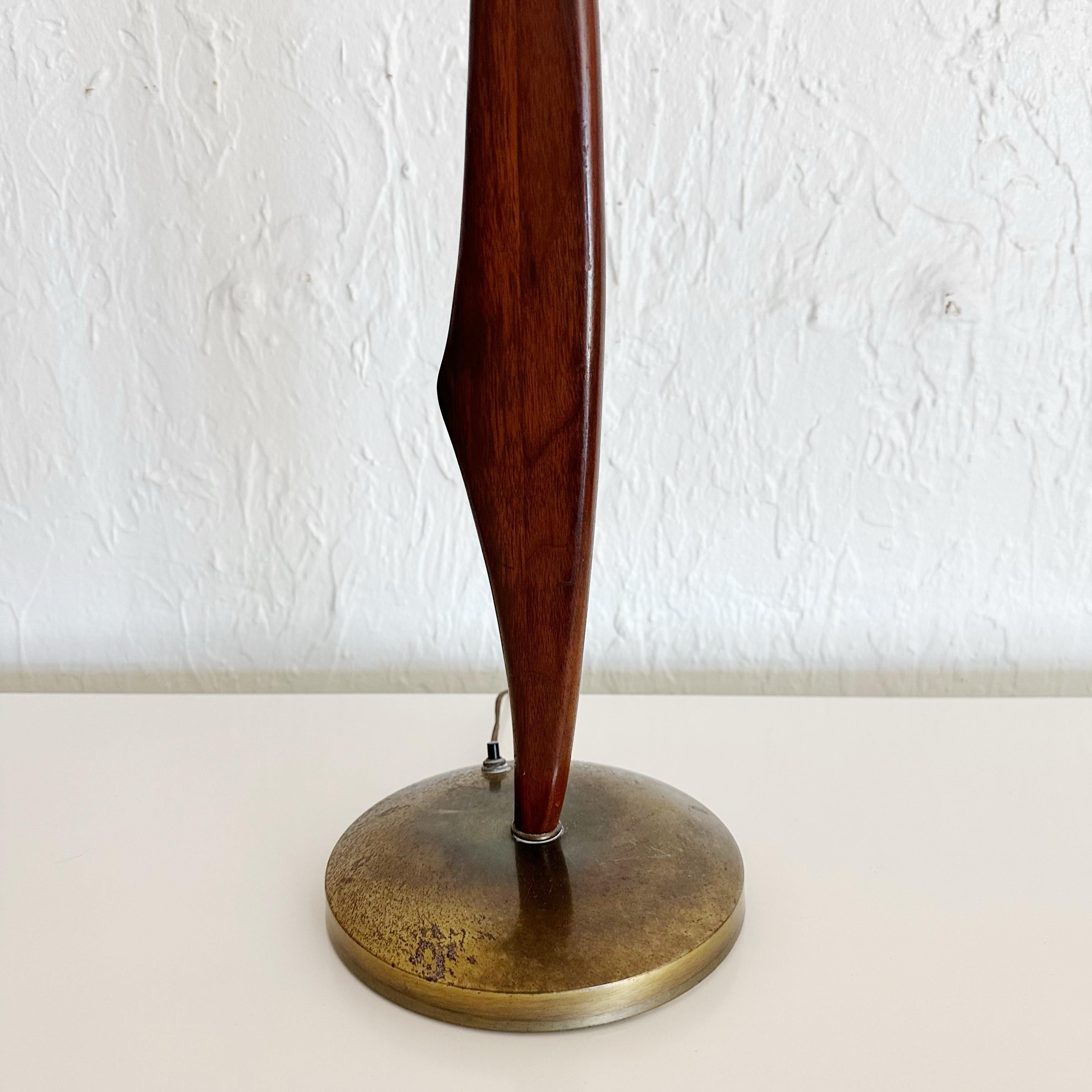 Mid-Century Modern Extremely Tall Mid-Century Walnut and Brass Table Lamps