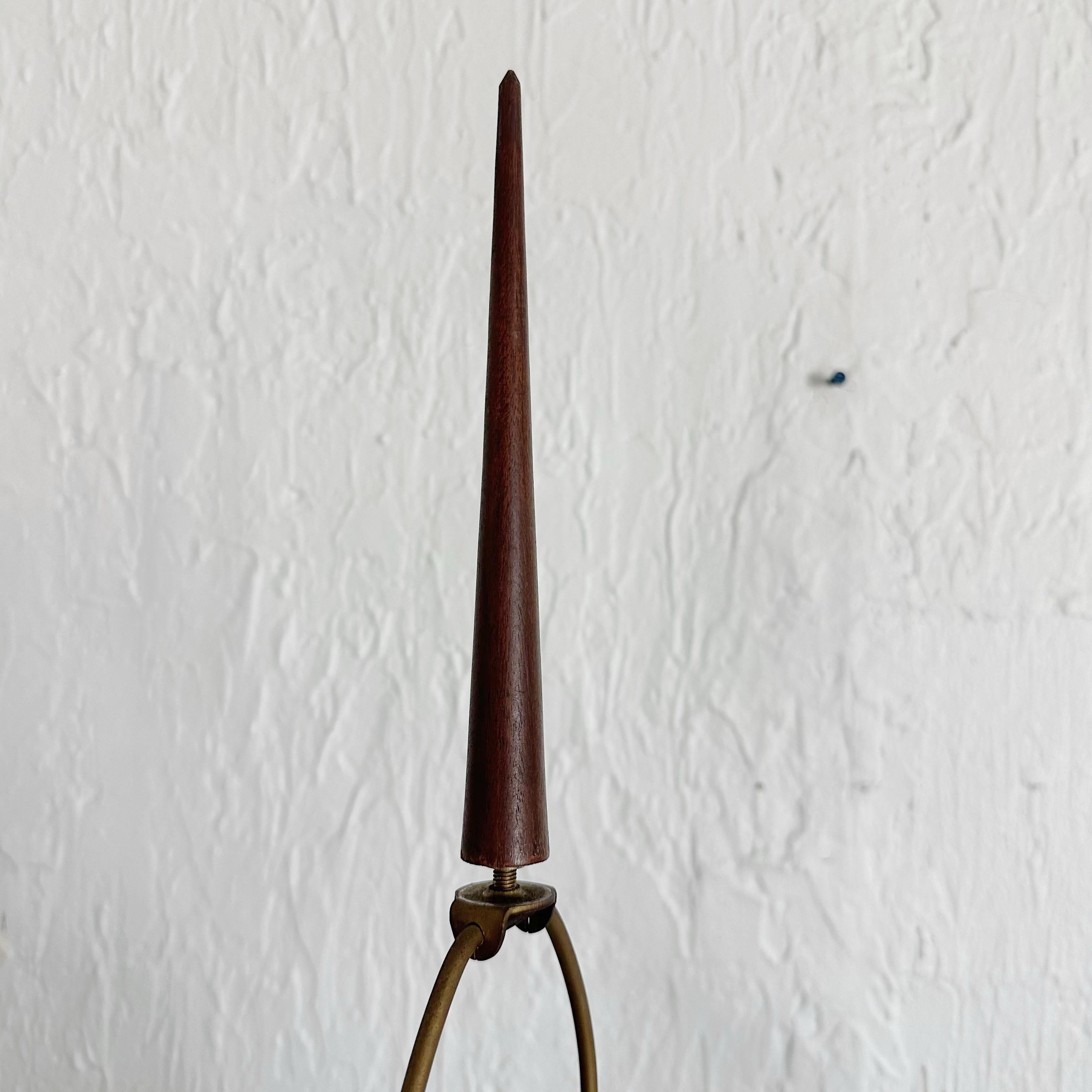 Unknown Extremely Tall Mid-Century Walnut and Brass Table Lamps