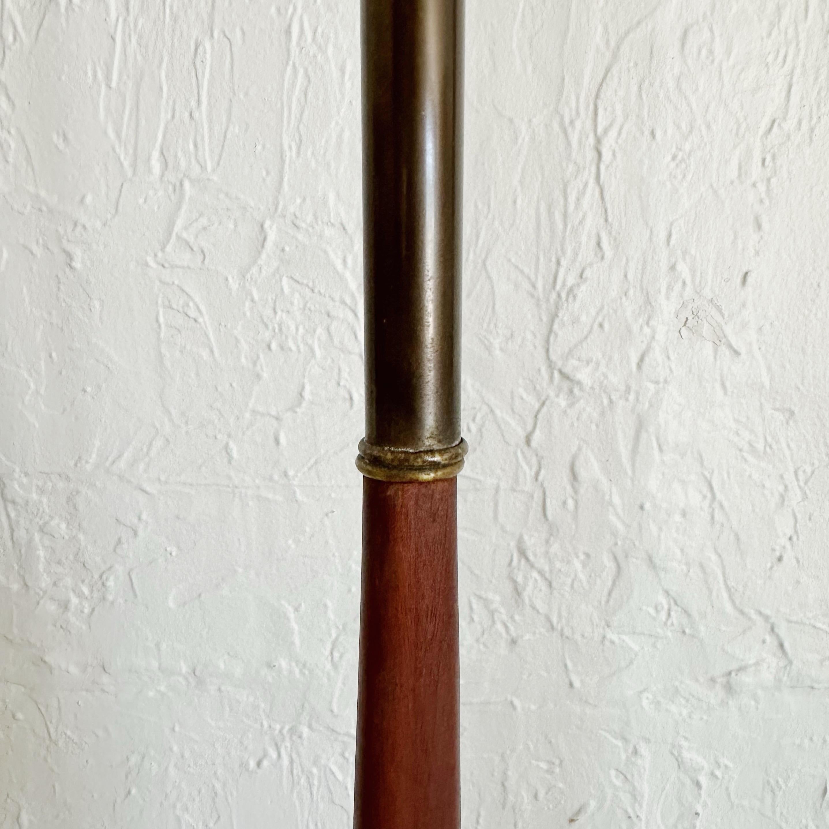 Extremely Tall Mid-Century Walnut and Brass Table Lamps 1