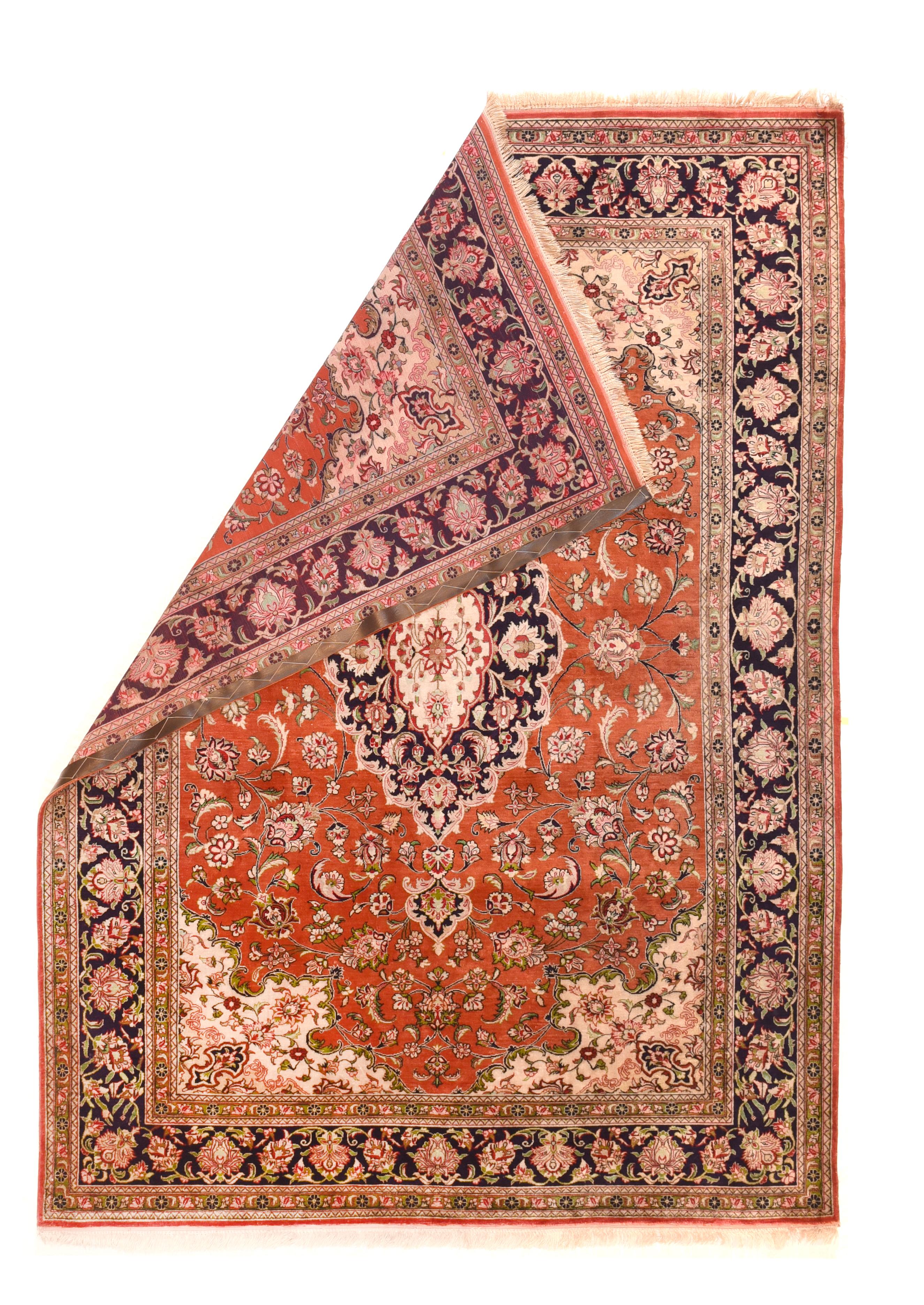 Hand-Knotted Extremely Fine Persian Silk Qum Area Rug For Sale