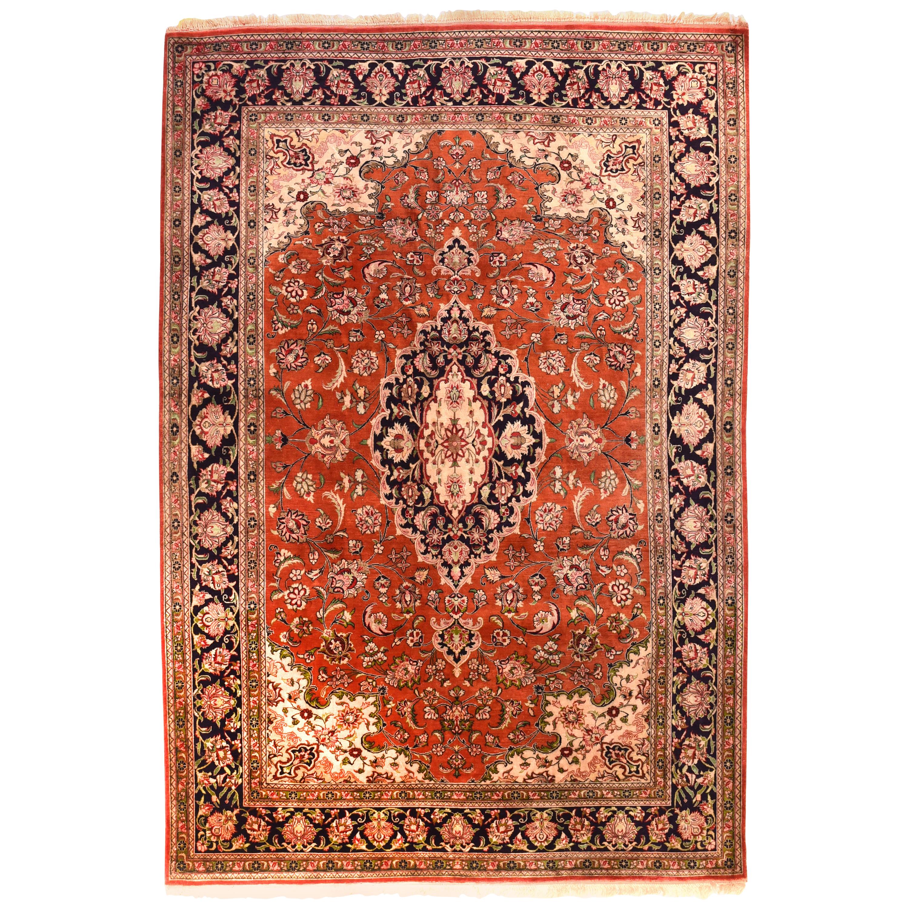 Fine Silk Persian Qum Rug 4'9'' x 6'7''