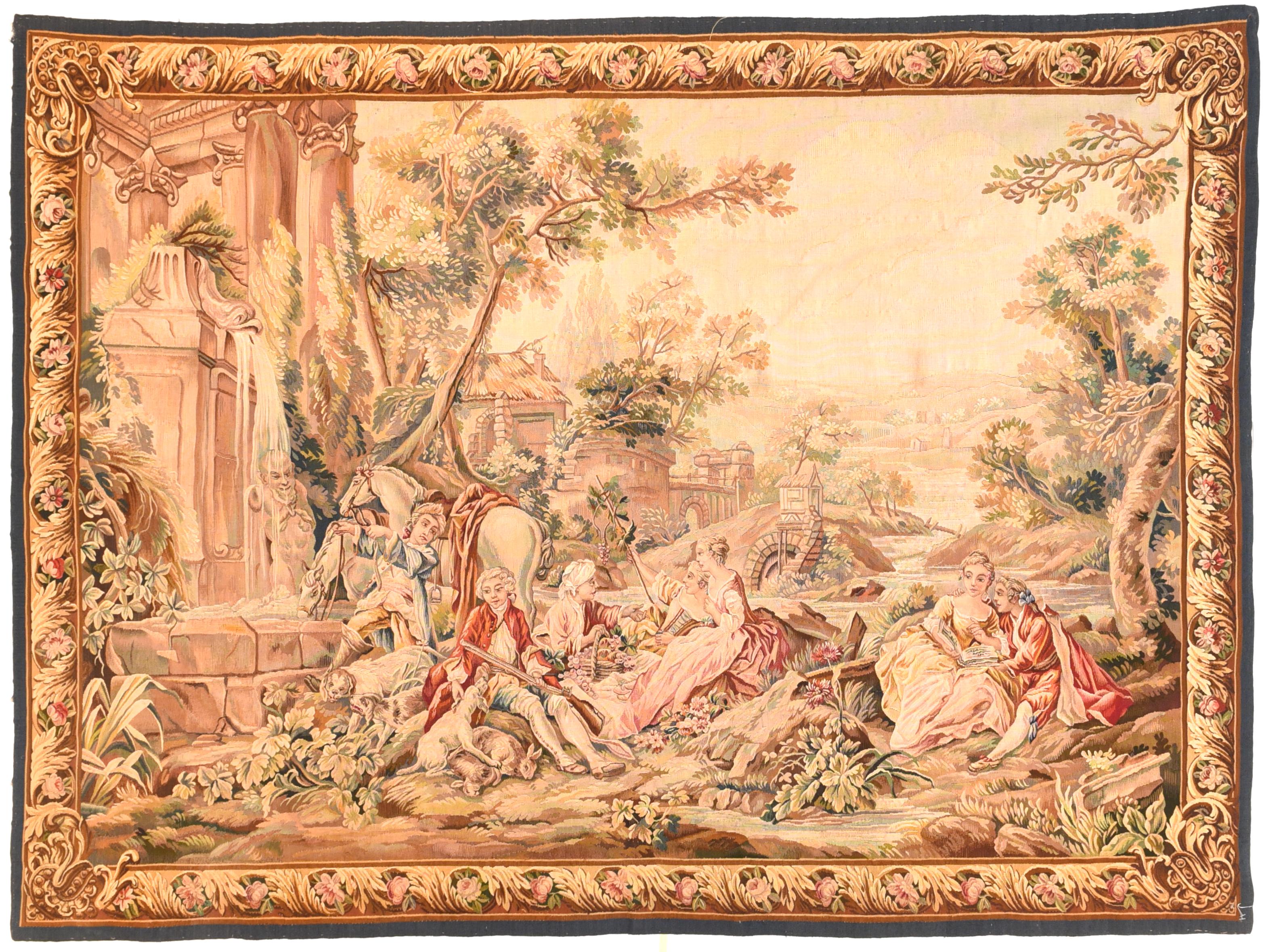 Extremely Fine Antique Aubusson-Beauvais Pictorial French Tapestry In Excellent Condition In New York, NY