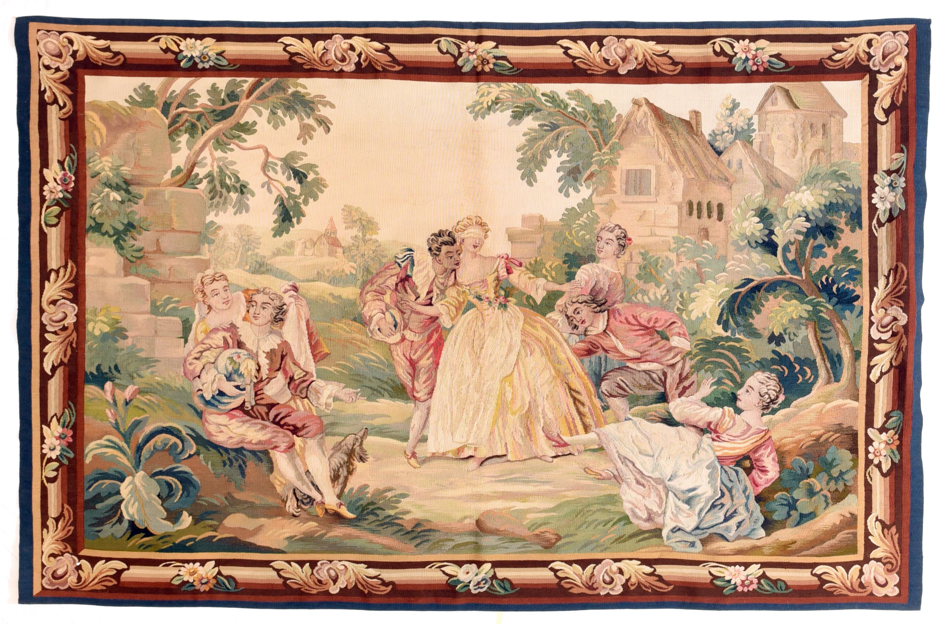 Extremly Fine Antique Aubusson French Pictorial Tapestry, circa 19th Century In Excellent Condition In New York, NY