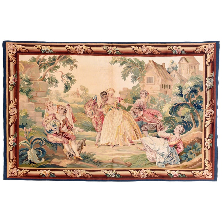 Extremly Fine Antique Aubusson French Pictorial Tapestry, circa 19th