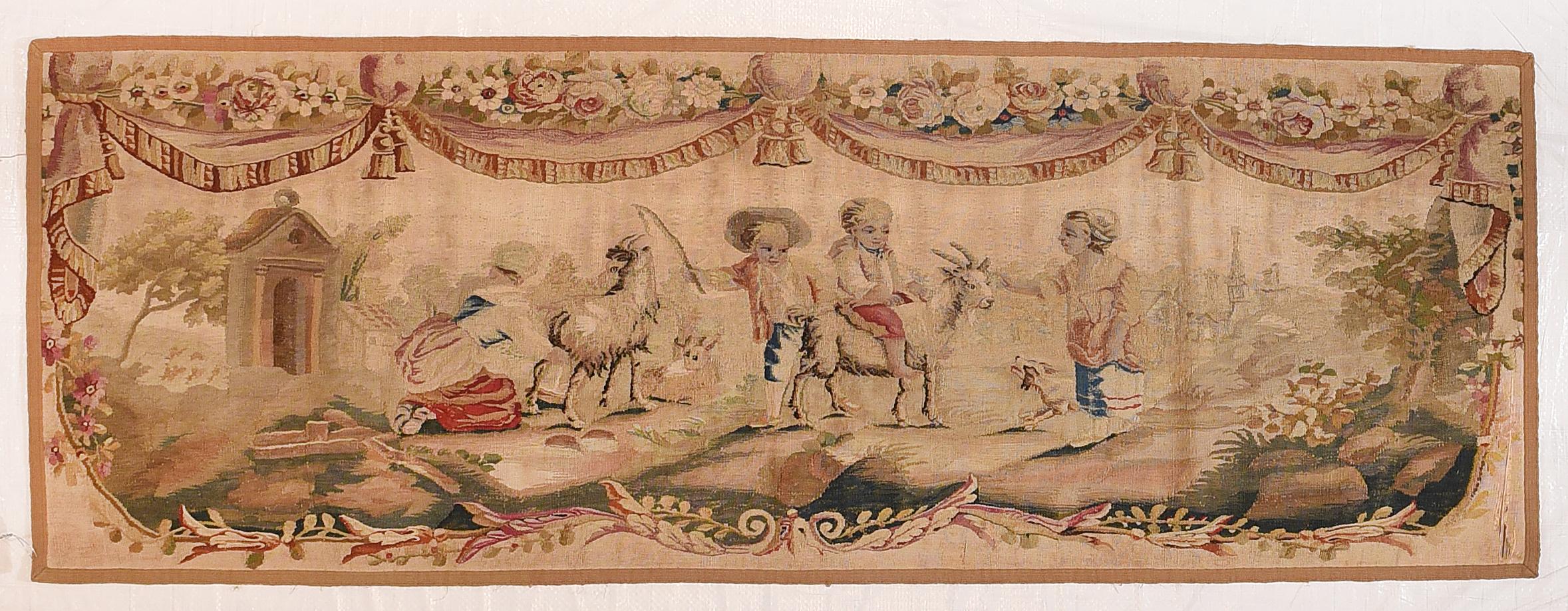 Hand-Knotted Antique French Aubusson Tapestry For Sale