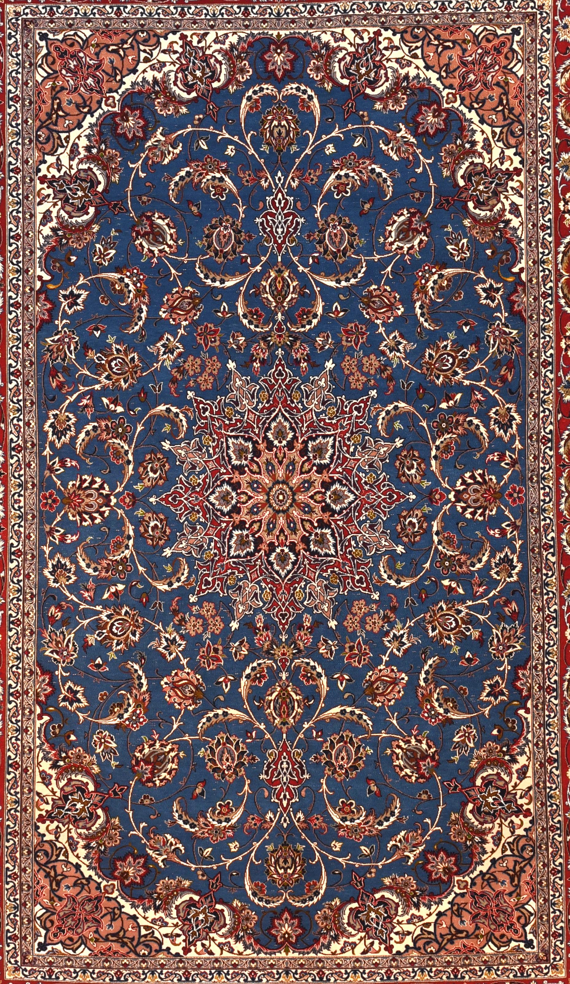 Extremly fine antique Persian Isfahan rug, hand knotted, circa 1910

Design: Shah Abbas Design

The Iranian city of Isfahan has long been one of the centres for production of the famous Persian carpet (or rug). Isfahani carpets are renowned for