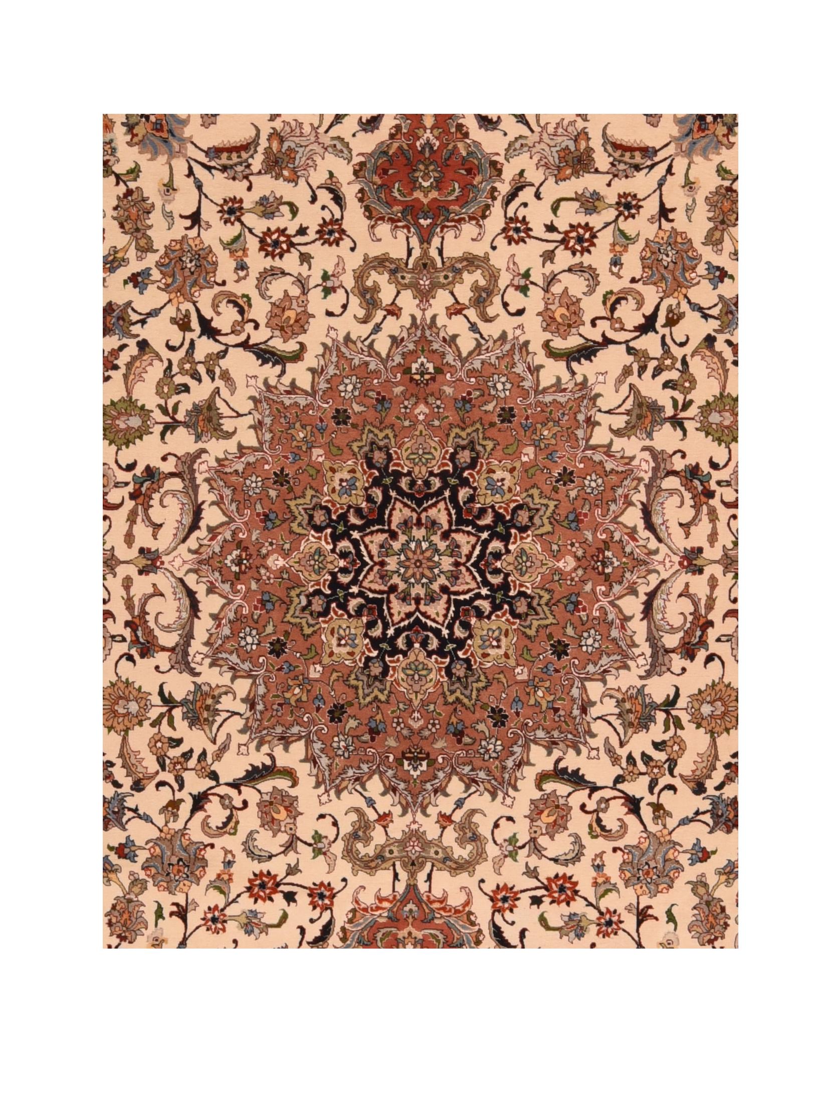 Hand-Knotted Fine Persian Tabriz For Sale