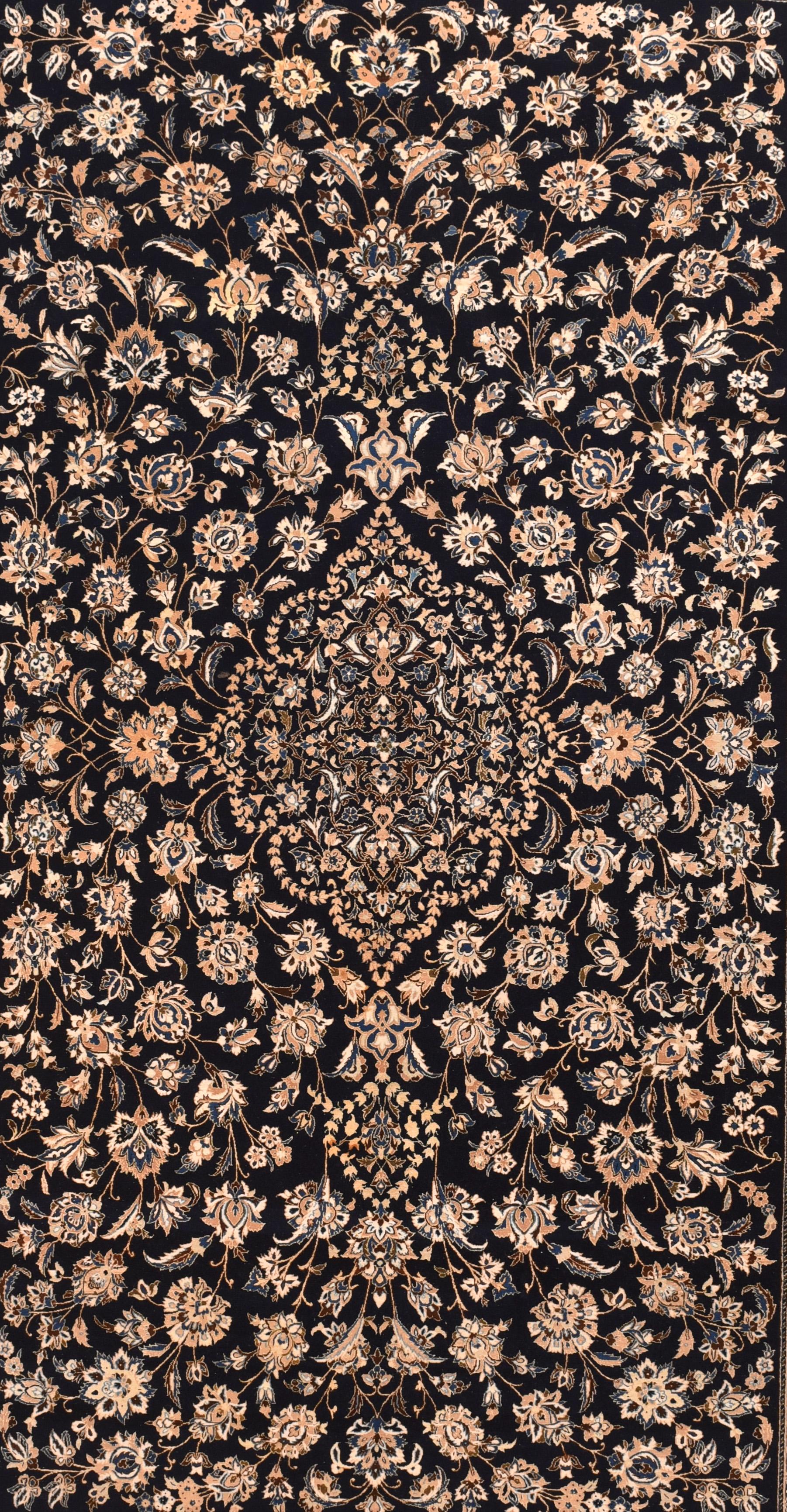 Extremely fine antique Persian Nain rug, hand knotted, circa 1920

Design: Floral

Nain rugs are constructed using the Persian knot and typically have between 300 and 700 knots per square inch.The pile is usually very high quality wool, clipped