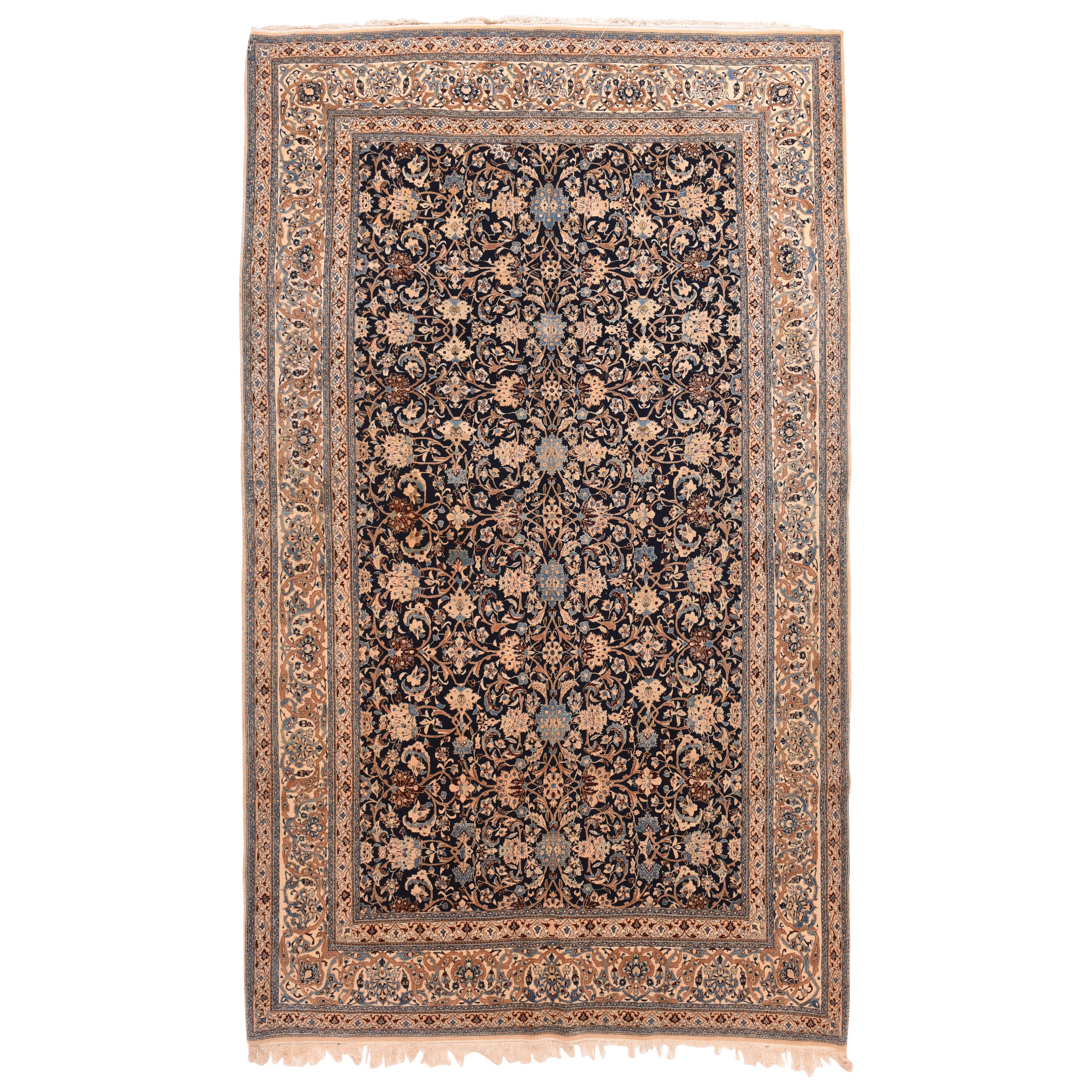 Tapis persan Habibian extrêmement fin en laine et soie 5'5'' x 9'0''