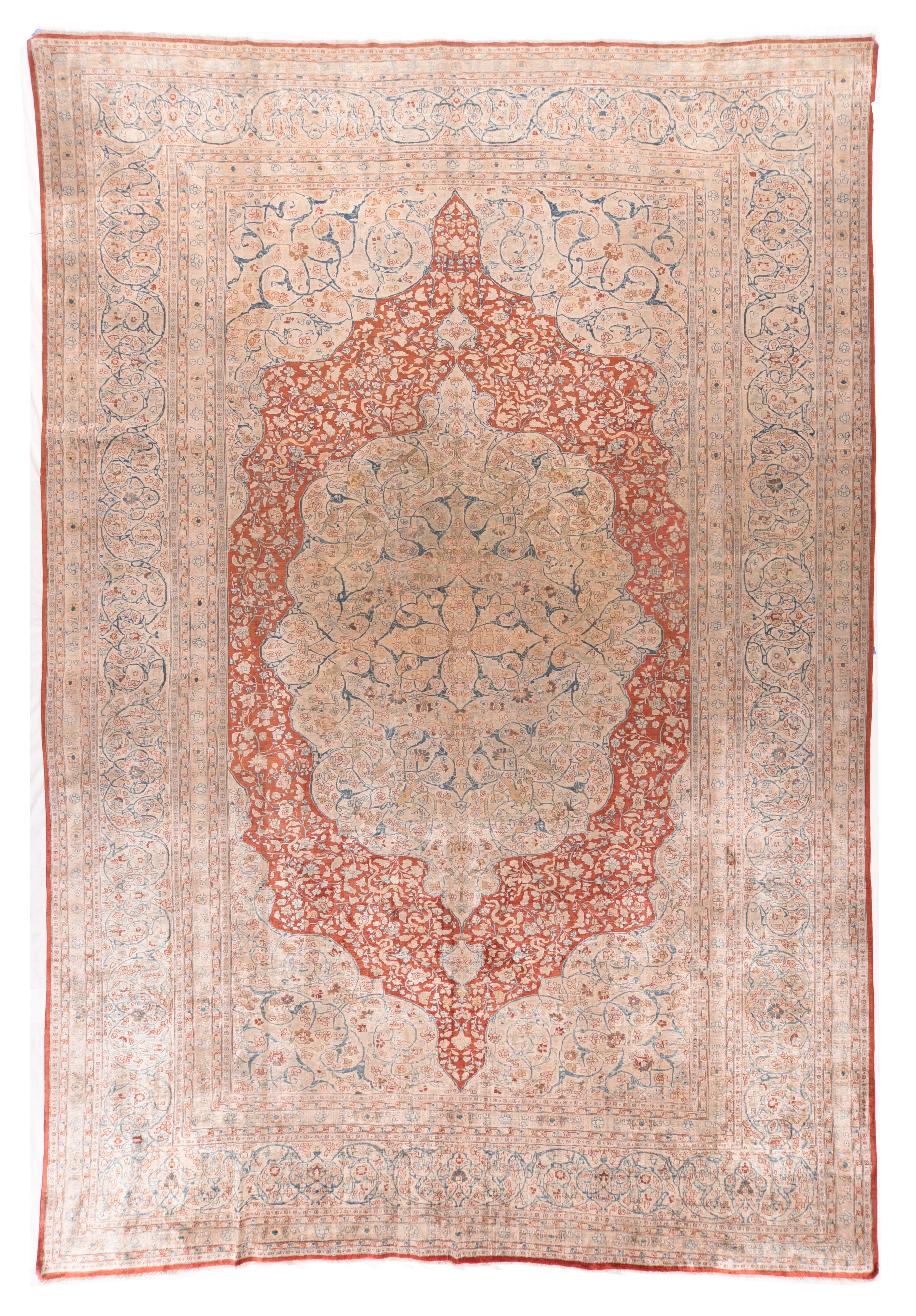 Hand-Knotted Antique Persian Silk Tabriz Haji Jalili Area Rug