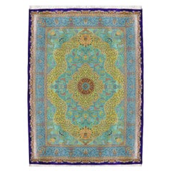 Extremly Fine Persian Silk on Silk Qum Rug, Signed by Master Weaver Shirazi