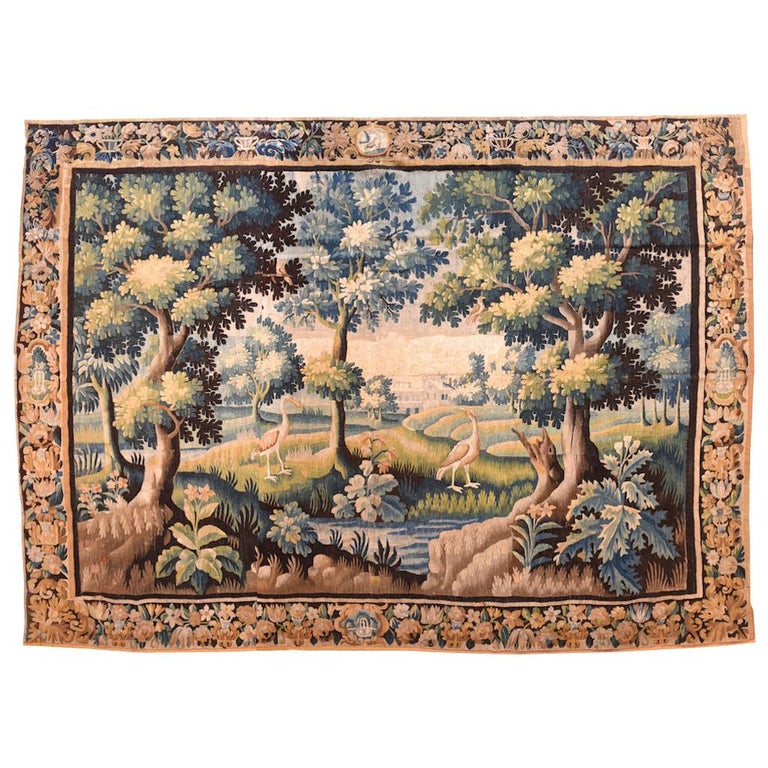 Antique French Tapestry Area Rug For Sale