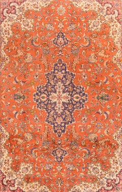 Vintage Persian Qum Area Rug, Silk on Silk, Hand Knotted, circa 1970s
