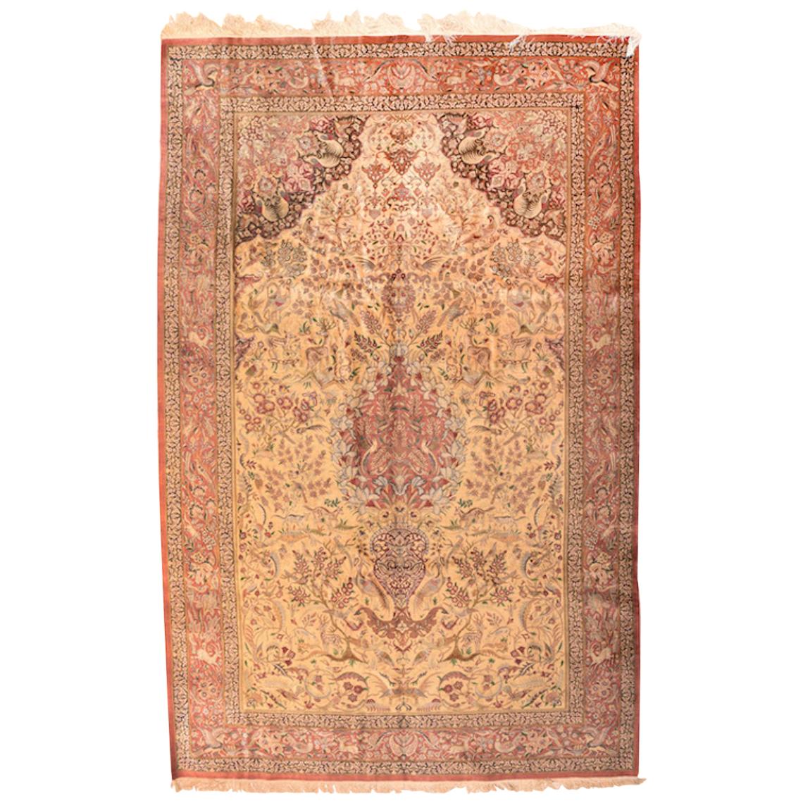 Extremely Fine Persian Silk Qum Rug 6'4'' x 9'9'' For Sale