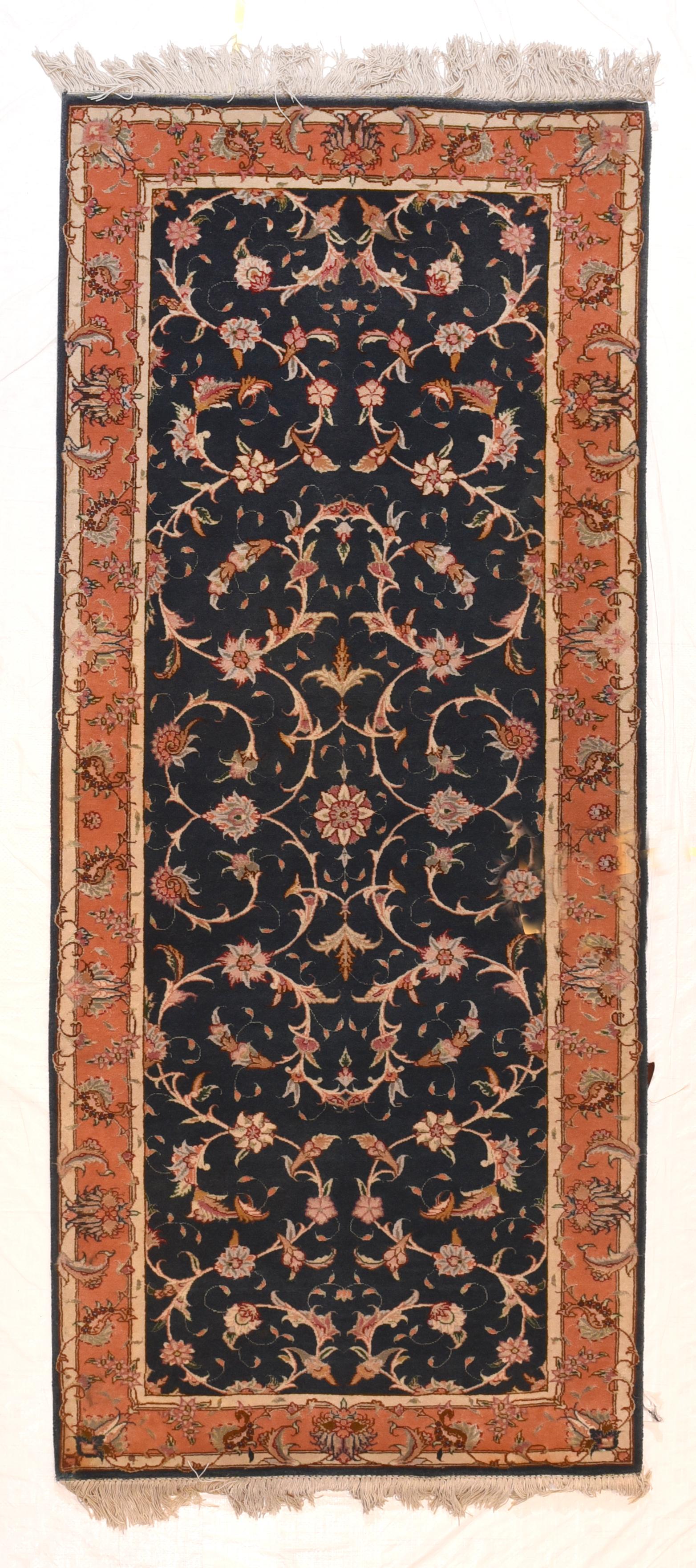 Extremely Fine Vintage Persian Tabriz Runner Rug, Hand Knotted, circa 1970s In Excellent Condition In New York, NY