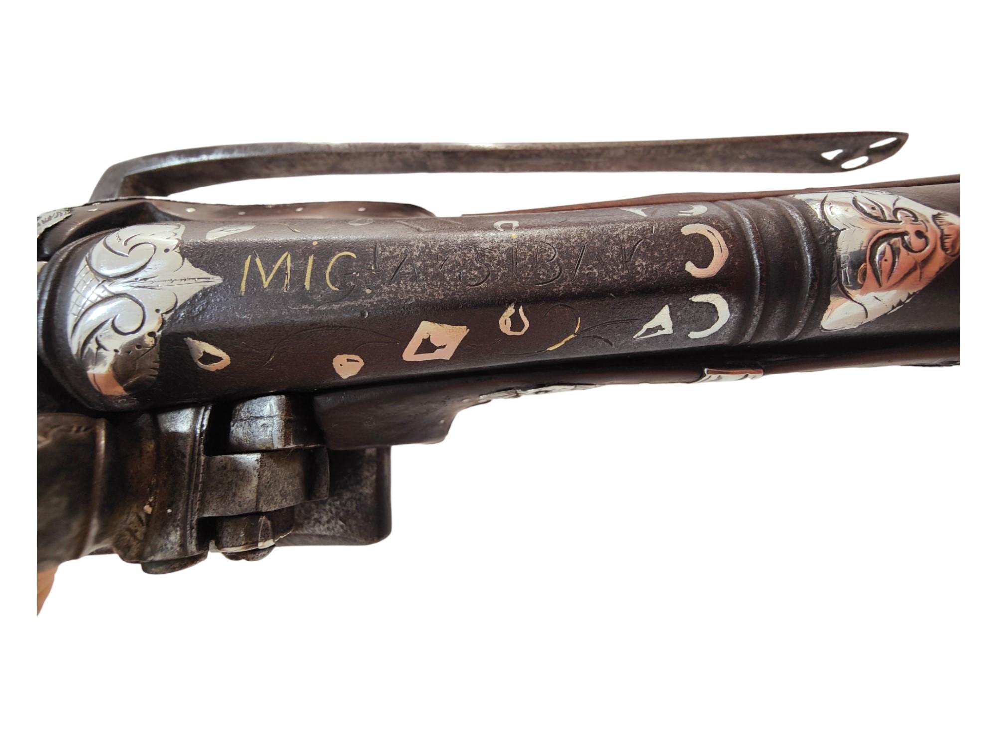 Extremly Rare Mexican Silver Miquelet-Lock Blunderbuss Belt Pistol Flintlock For Sale 11