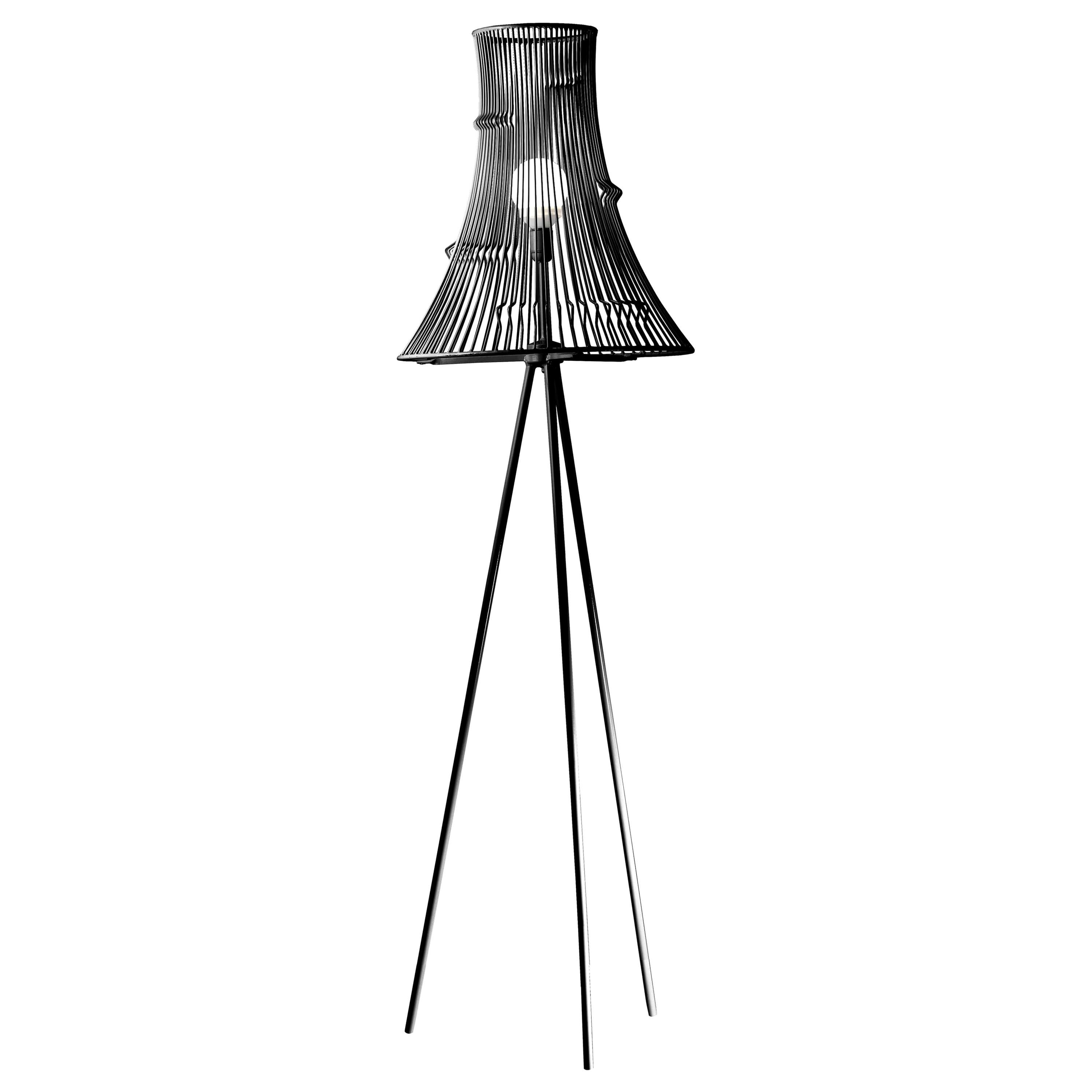 Contemporary Art Deco Inspired Extrude Floor Lamp Black Powder Coated For Sale