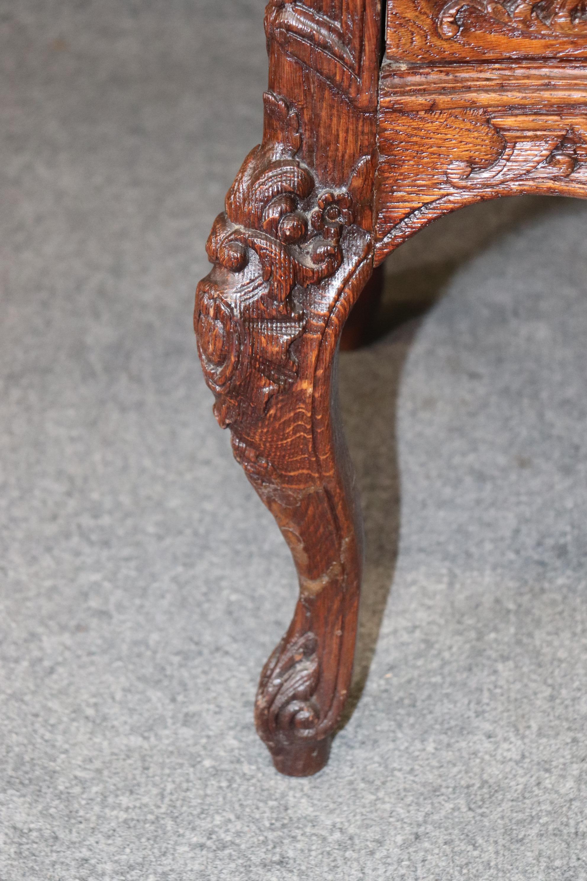 Exuberantly Carved Oak French Louis XV Secretary Desk Circa 1900 For Sale 6