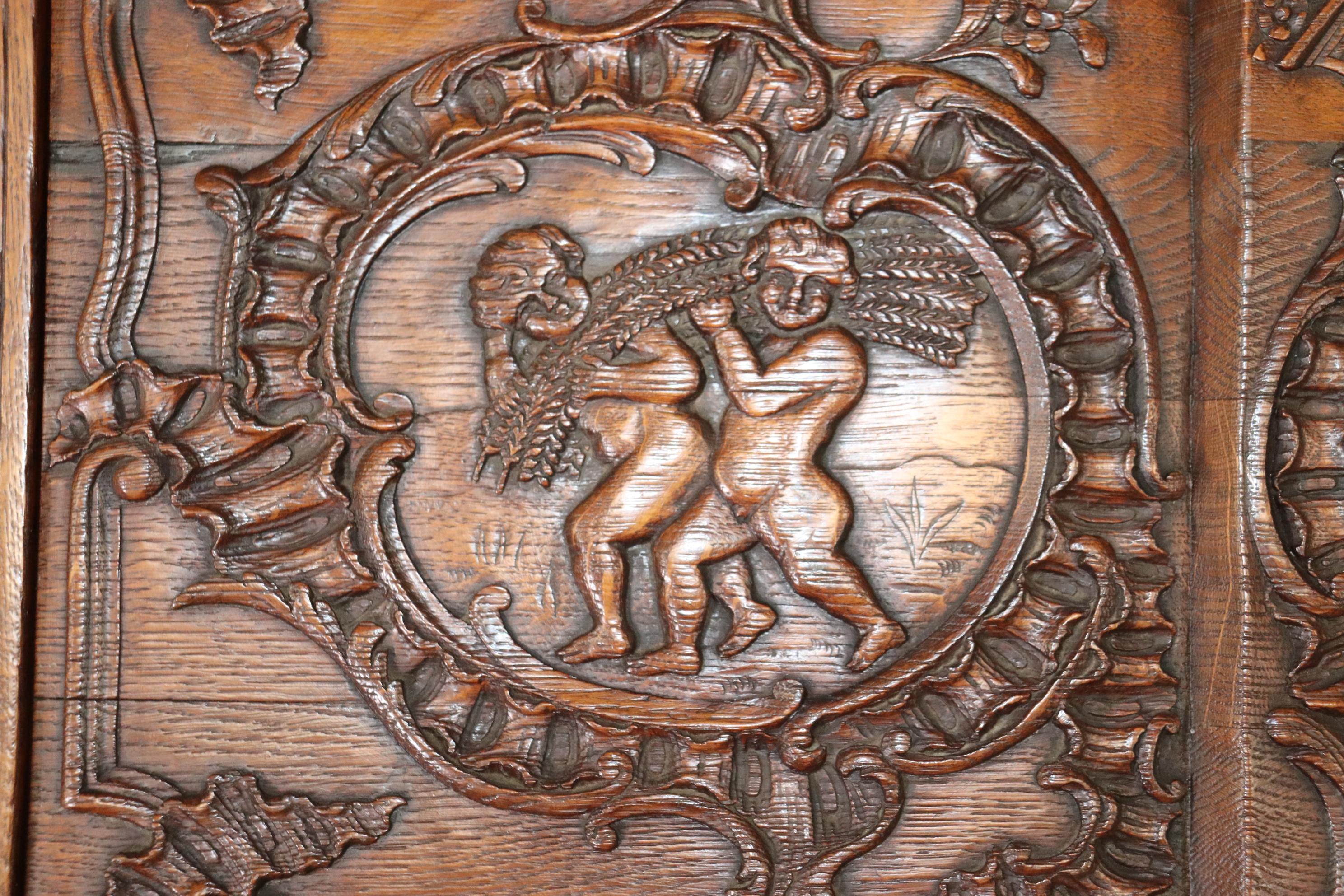 Exuberantly Carved Oak French Louis XV Secretary Desk Circa 1900 For Sale 8