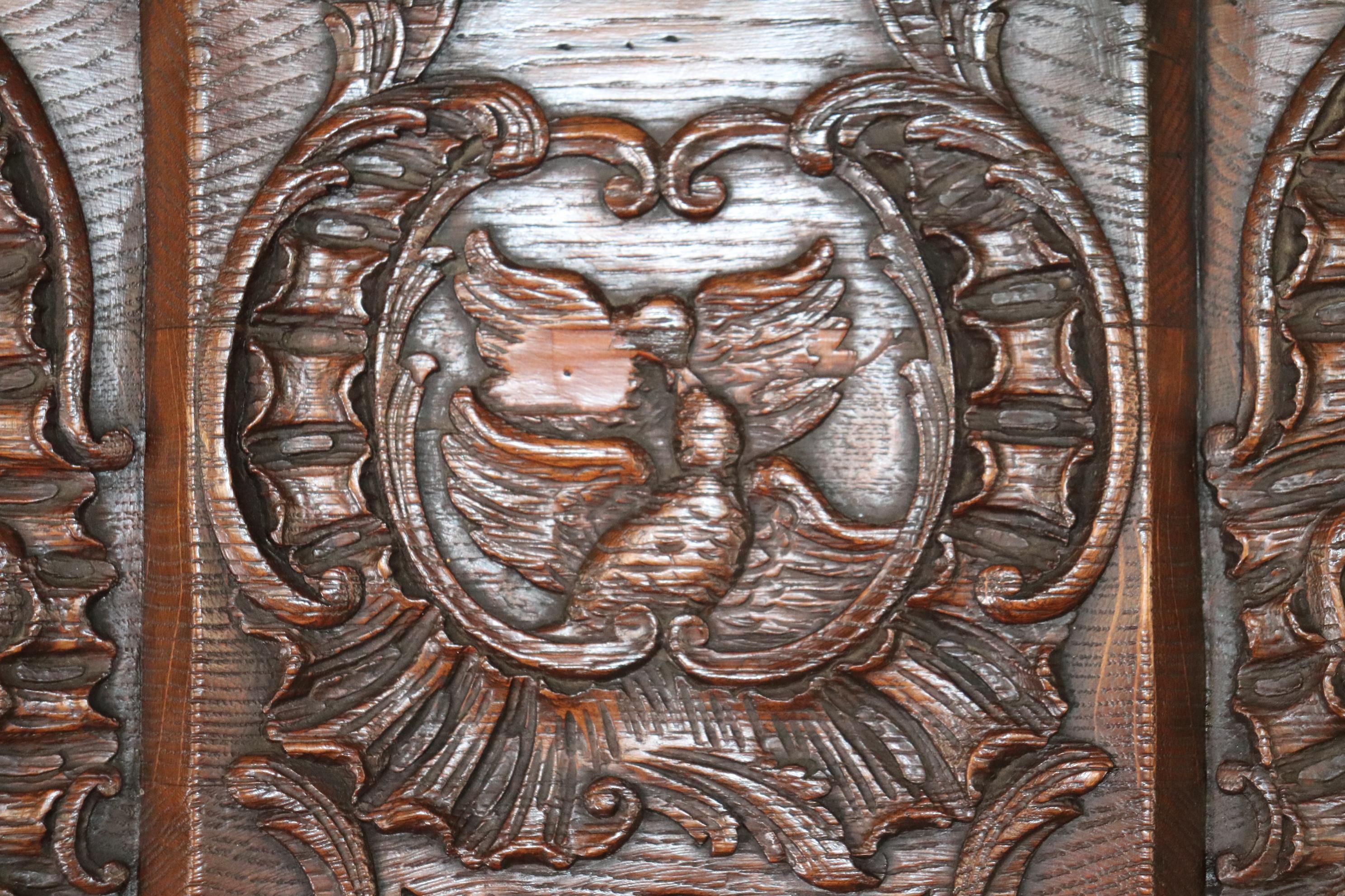 Exuberantly Carved Oak French Louis XV Secretary Desk Circa 1900 For Sale 9