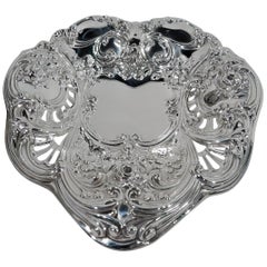 Exuberantly Romantic Antique Sterling Silver Heart Dish by Gorham