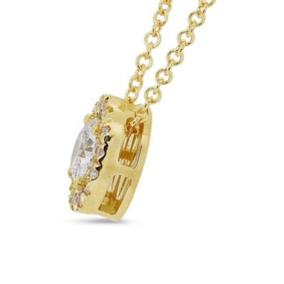 Brillant : collier en or jaune 18 carats avec diamant de 1 carat Pour femmes en vente